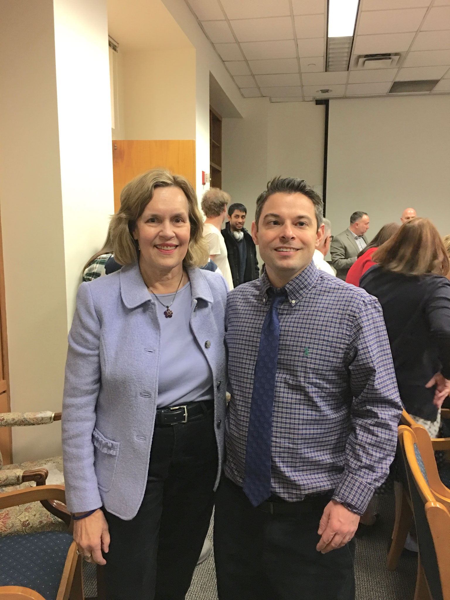 Lorraine with grad student Ryan Serio, Jan. 2019, at his thesis defense.