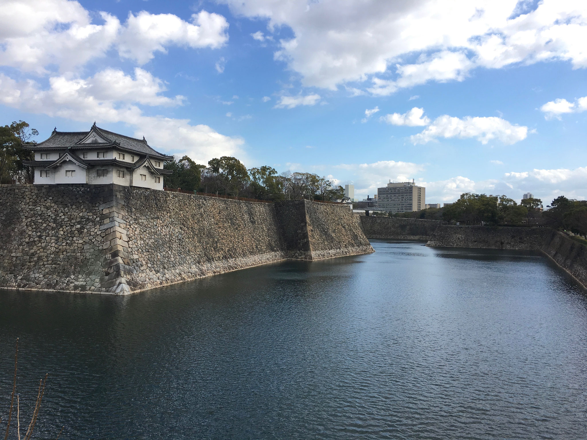 Moat around an outbuilding at Osaka Castle.