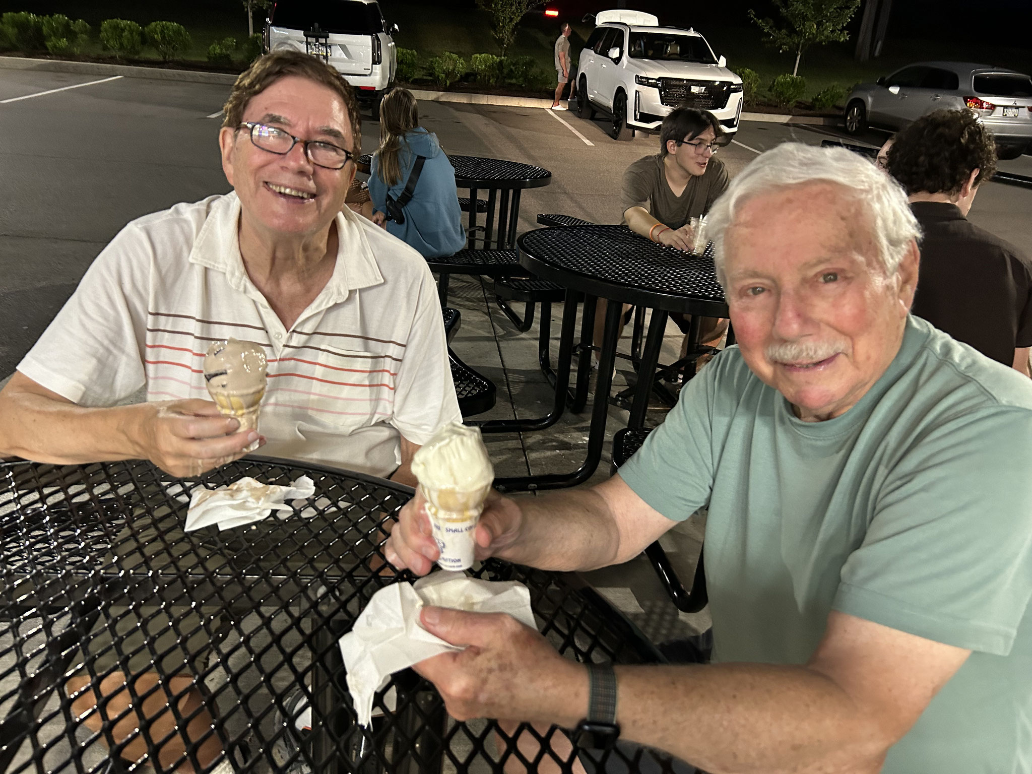 John & Don are messy ice cream eaters. Pittsburgh, July, 2023