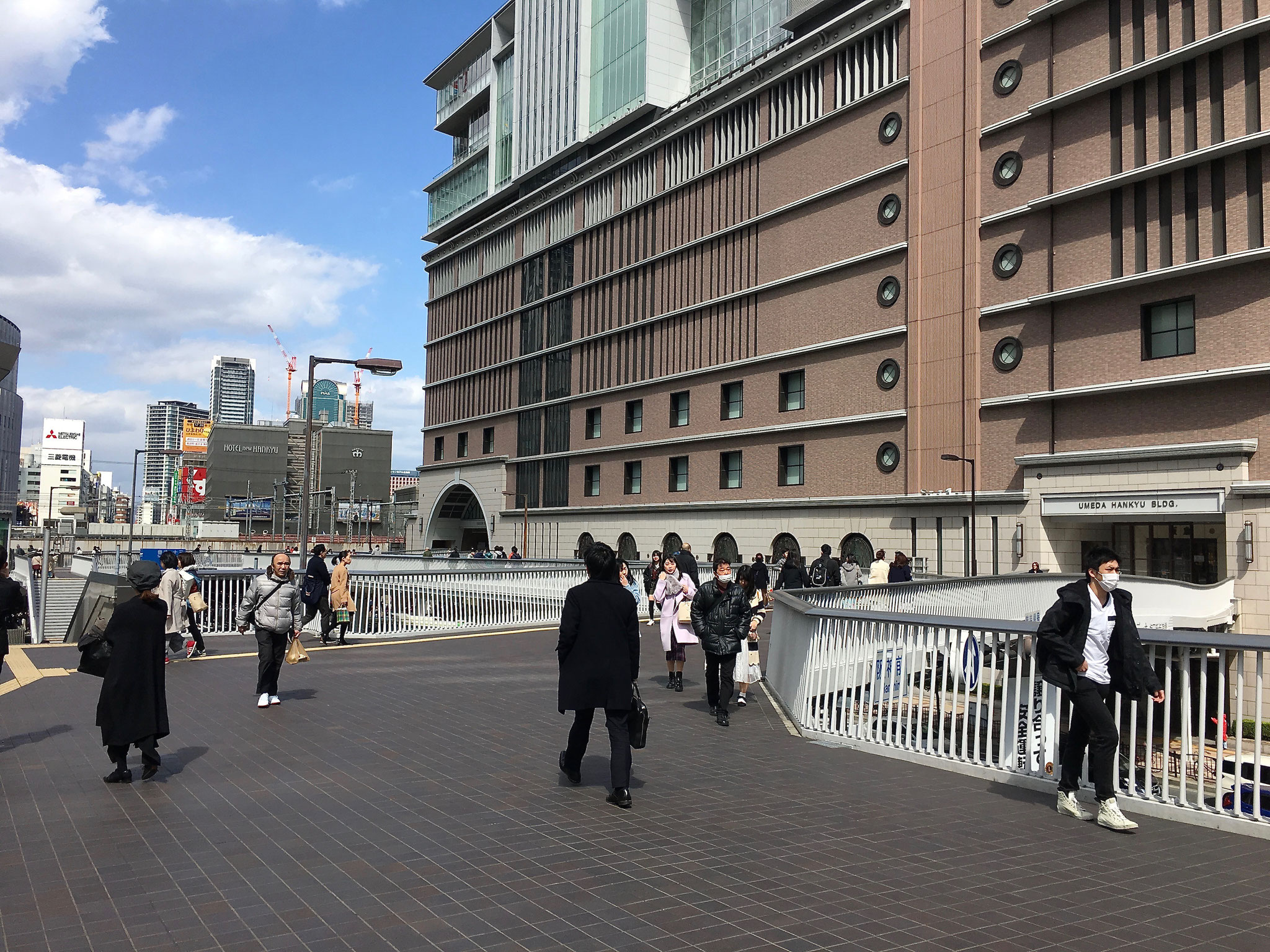 Outside large dept. store in downtown Osaka.