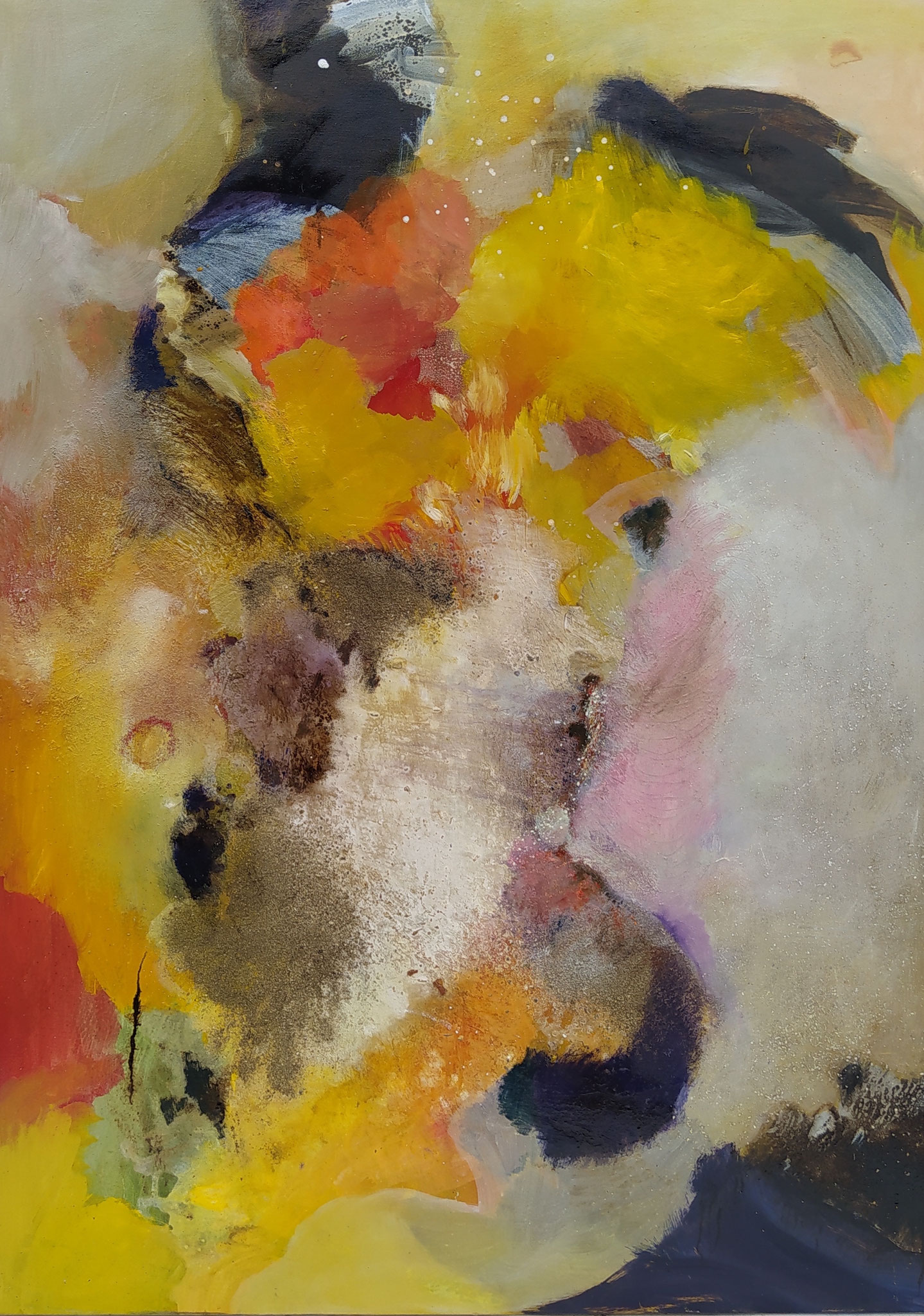 Mer jaune 2022, huile et sable sur toile 100X140 Cm 
