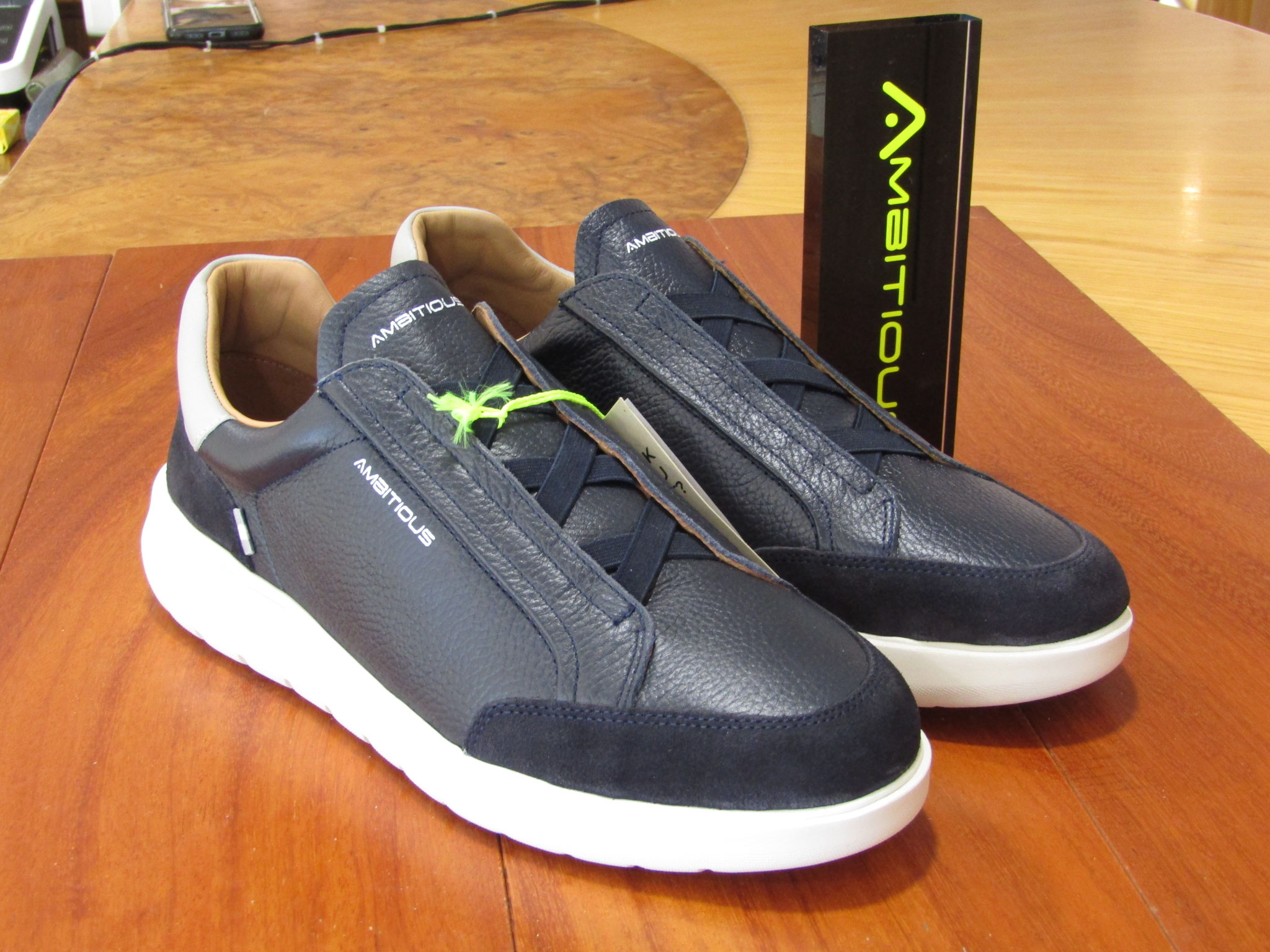 Pantofola in vitello blu fodera pelle soletto memory f.do gomma ultra light