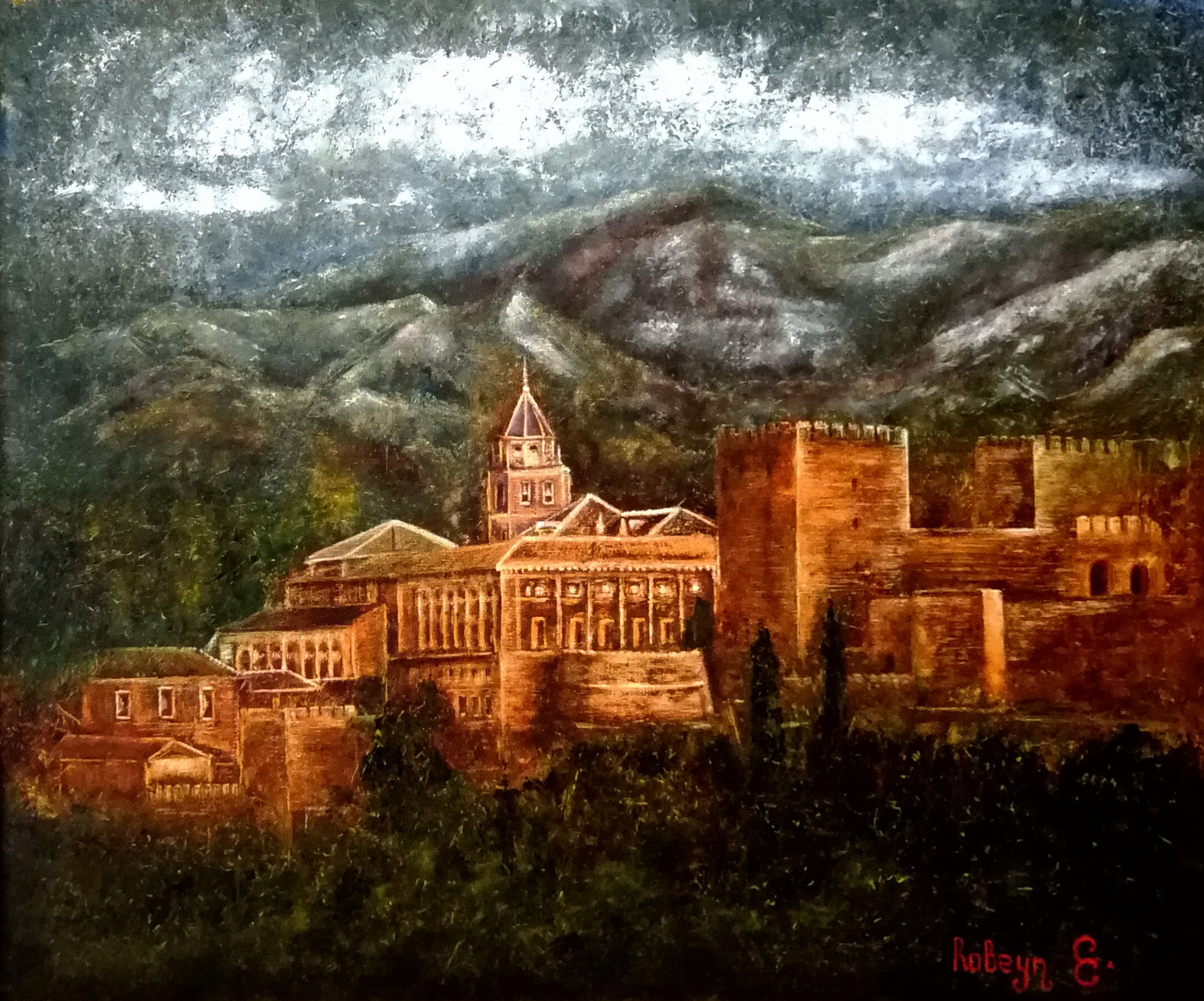 "Alhambra Granada" - oil, canvas 60x50, 2018.  Inspired by the architecture of Granada