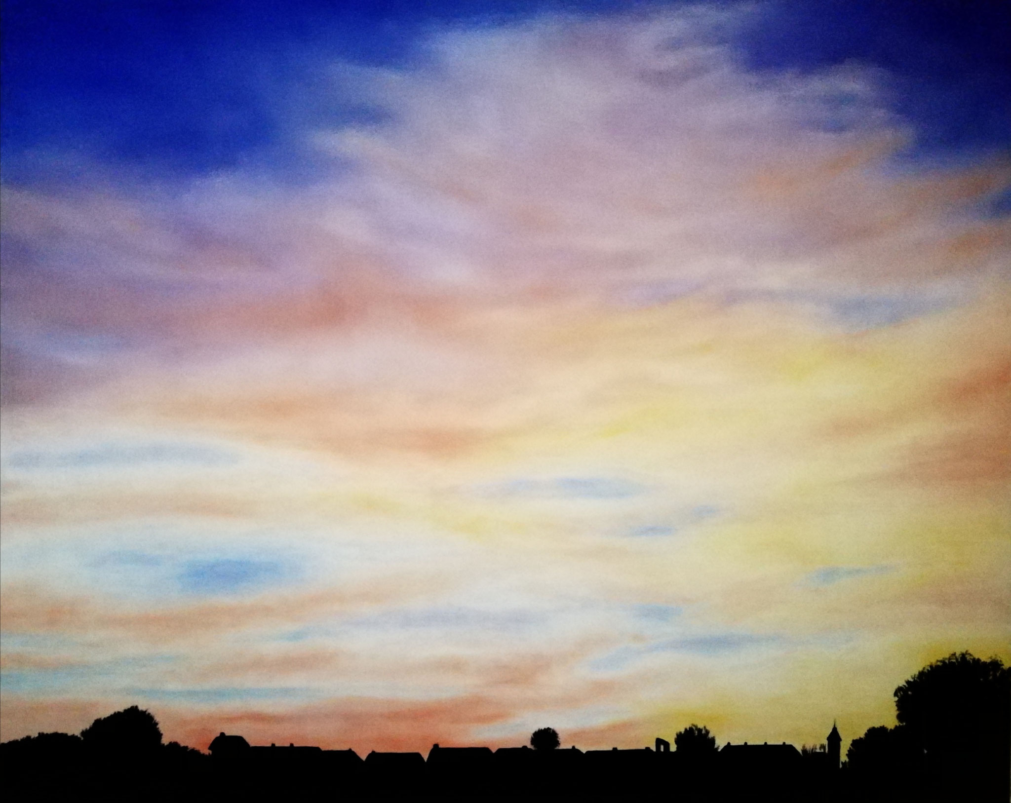 "Sunset in Bilzen Belgium" - oil, canvas 100Х80,Private collection US Washington