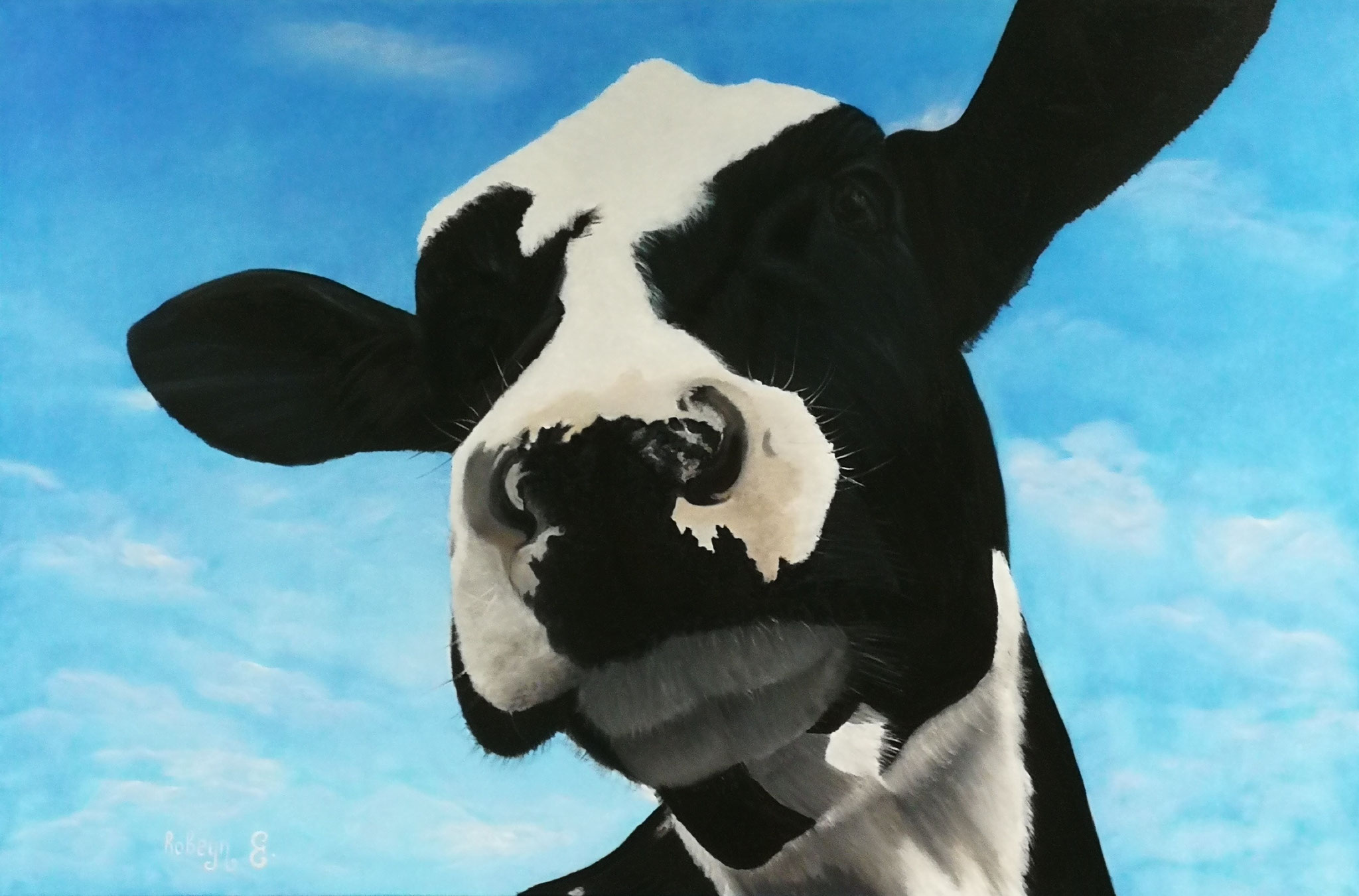 "One curious cow;)" - oil, canvas 120x80, 2017