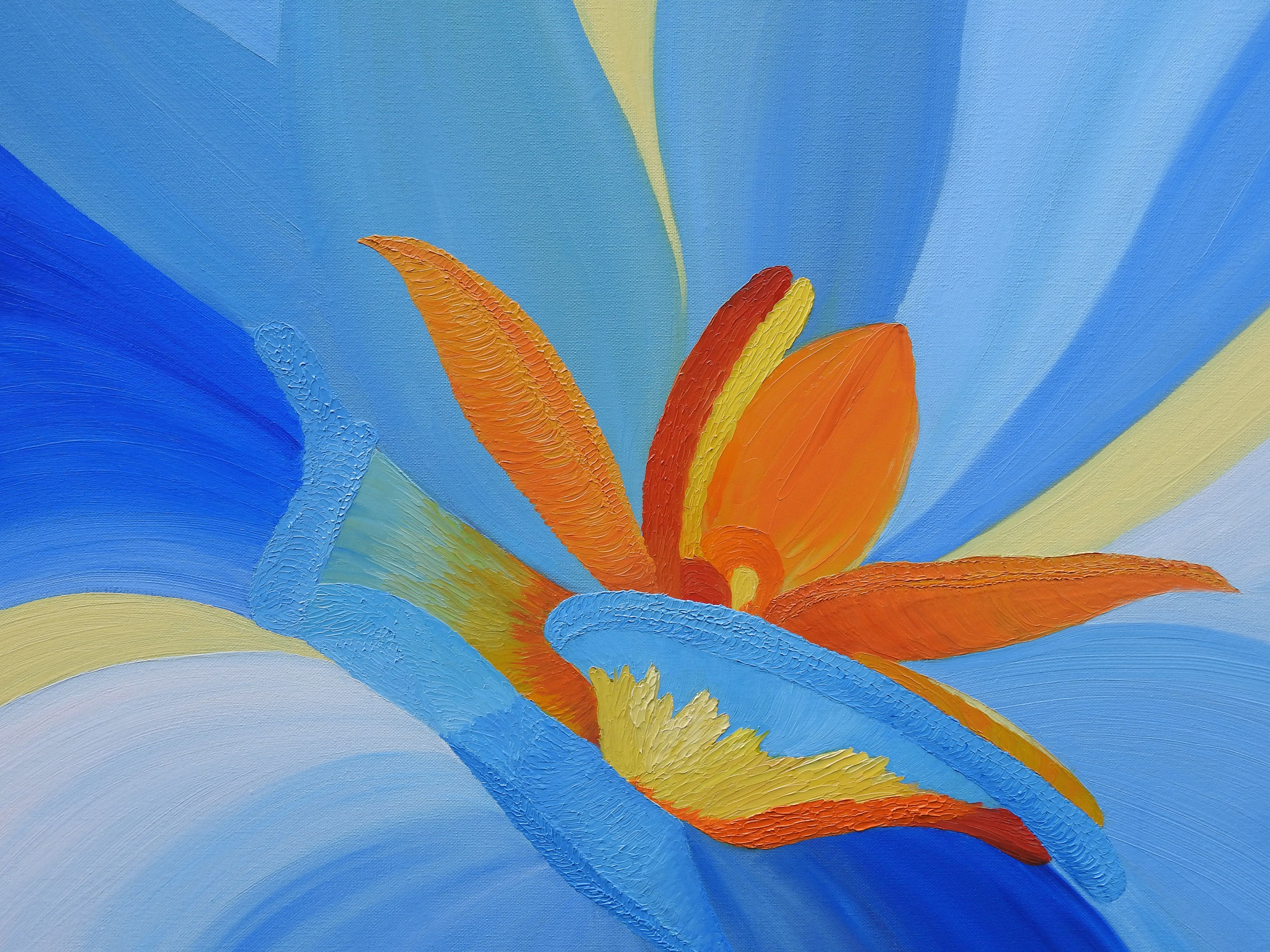 "The middle of a bright flower" - оil in pasty technique, canvas 60x80, 2016