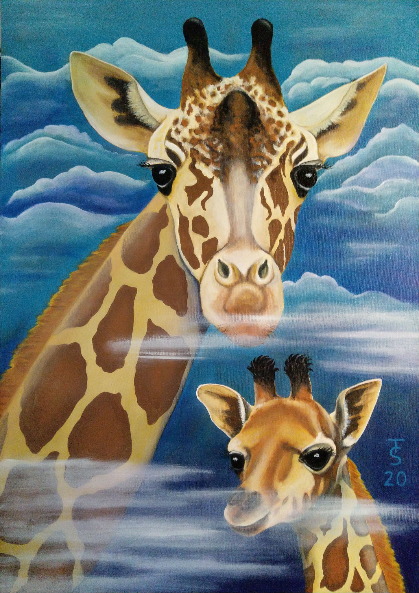 Giraffen-Weitblick _ (Acryl auf Leinwand, 70 x 100 cm)