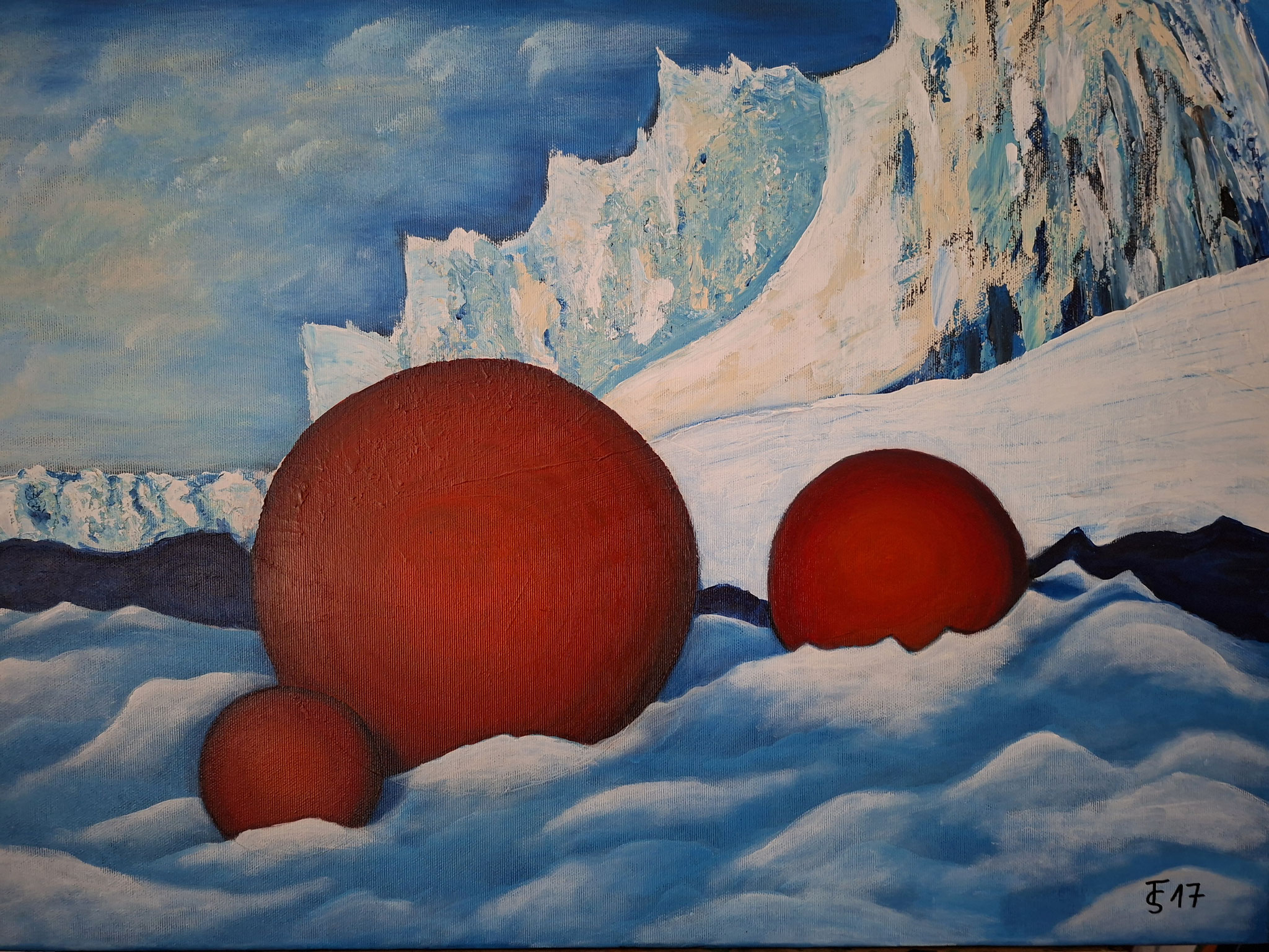 Kugeln im Eis _ (Acryl auf Leinwand, 50 x 70 cm) 