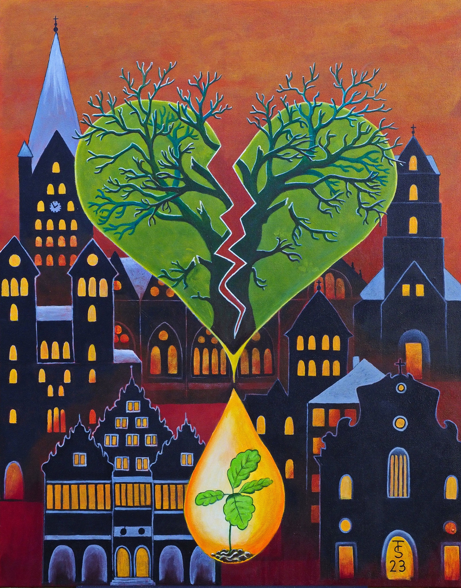Mitten ins Herz _ (Acryl auf Leinwand, 80 x 100 cm) 