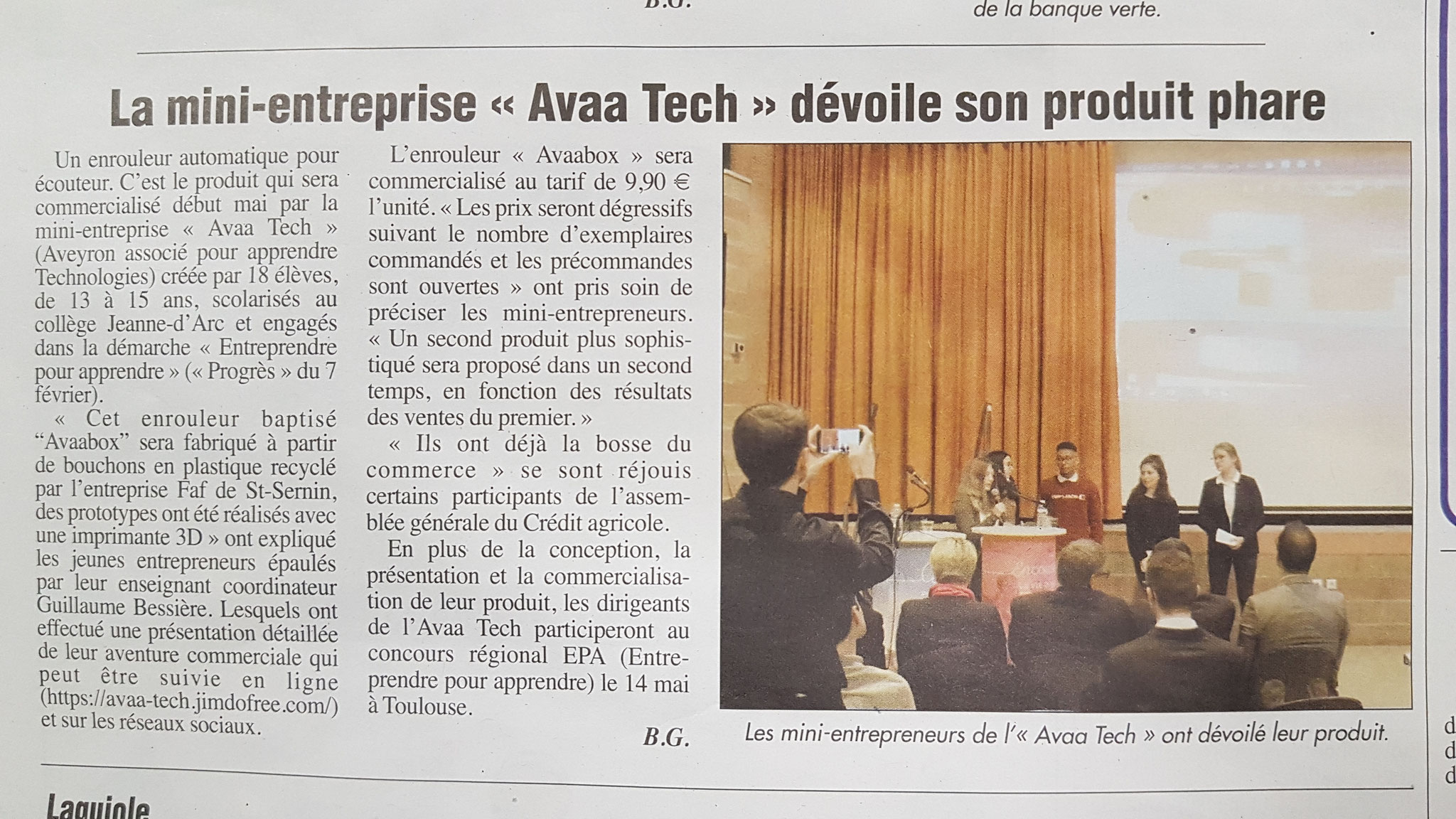 Article Progrès : "Le produit est dévoilé"