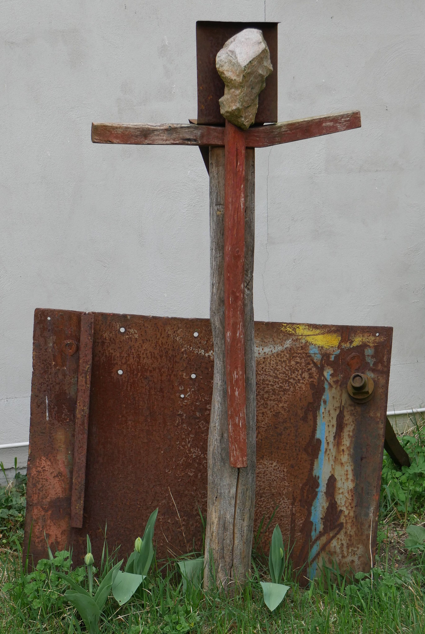 memorial I; eisen, eiche, stein, pigment