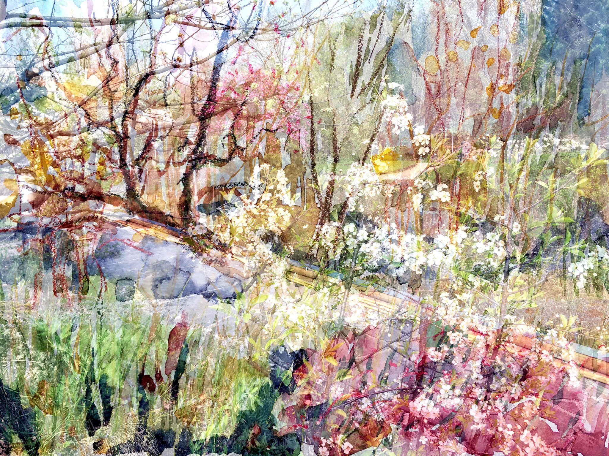 "Frühling" Mixed Media Acrylglas 70 x 105 cm