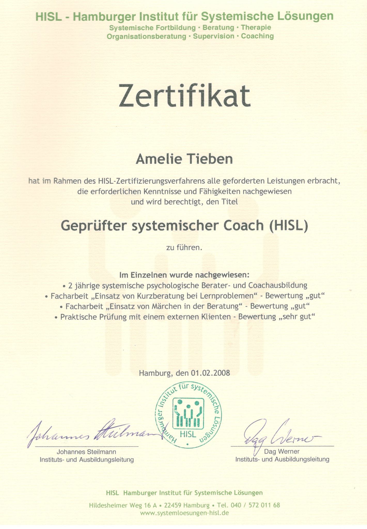 Zertifikate - Psychologische Beratung Meppen