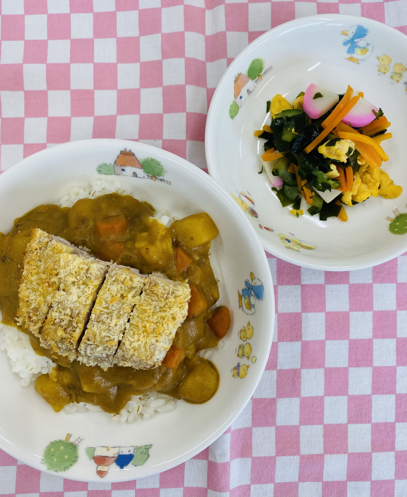 1/20  カツカレー  わかめと胡瓜の酢物  ミニゼリー