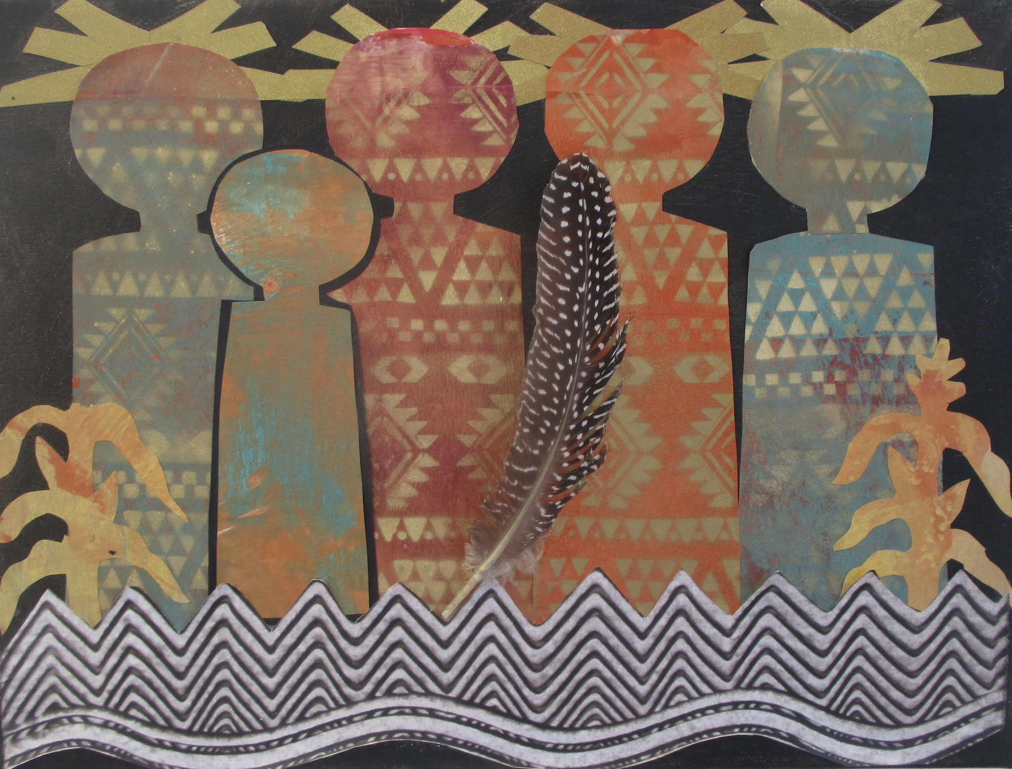 Corn Maidens, mixed media 16x12 SOLD