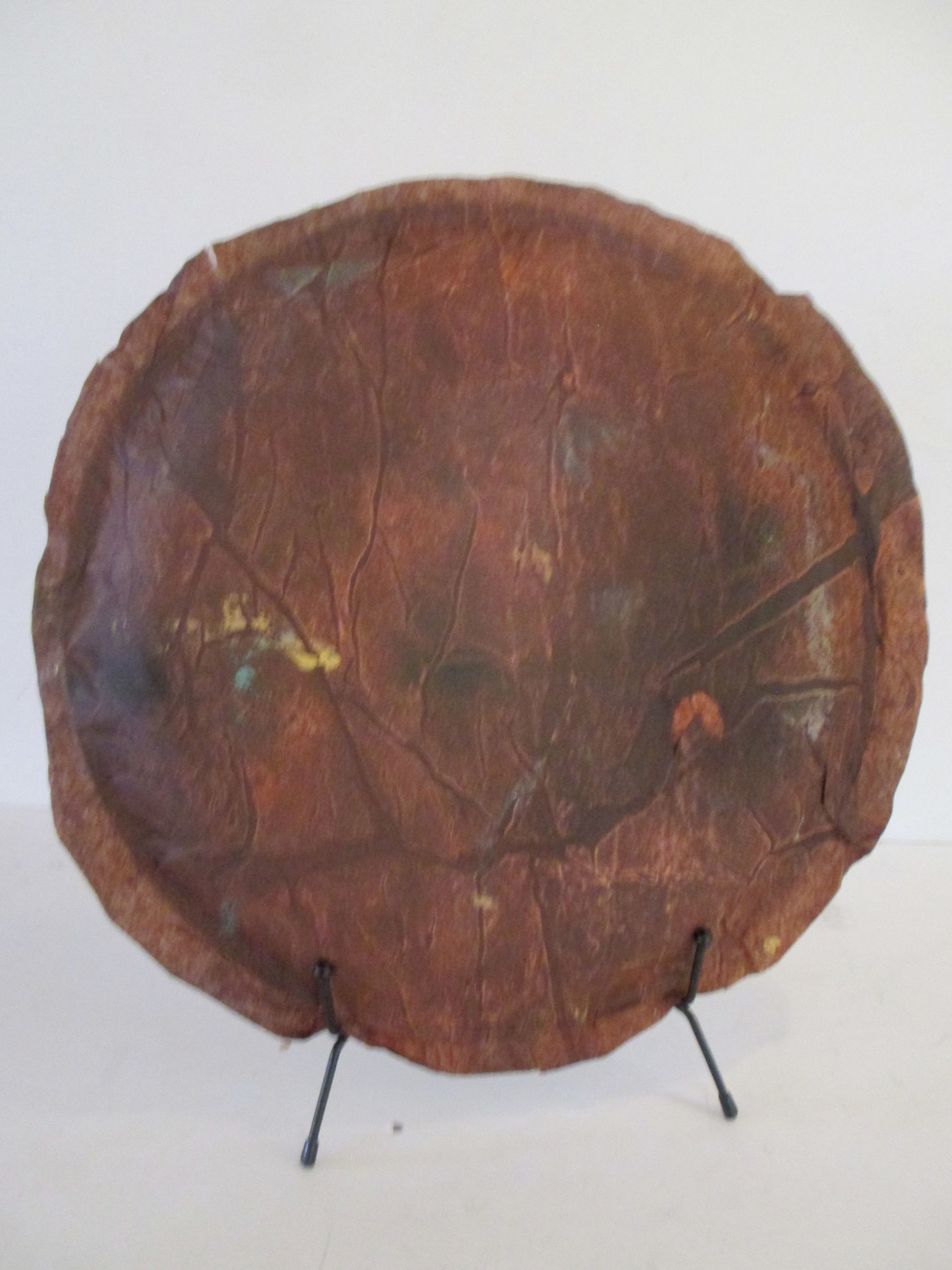 Tonaltzintli (Aztec) 3 dimensional sculpture of cast paper and bamboo on metal stand, 10 x 10 x 1