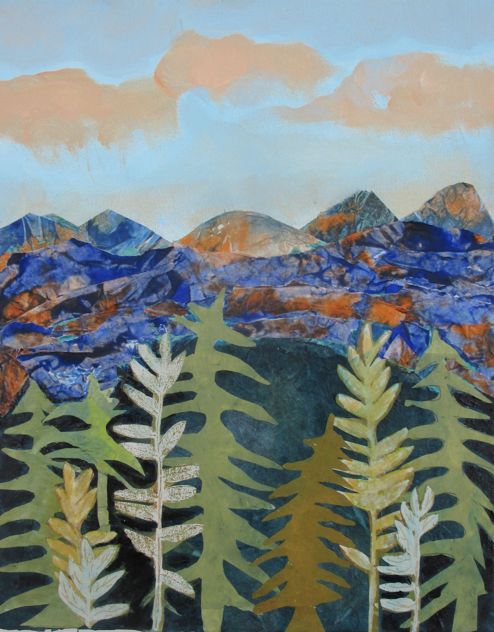 Spring Shower, mixed media, 20x16