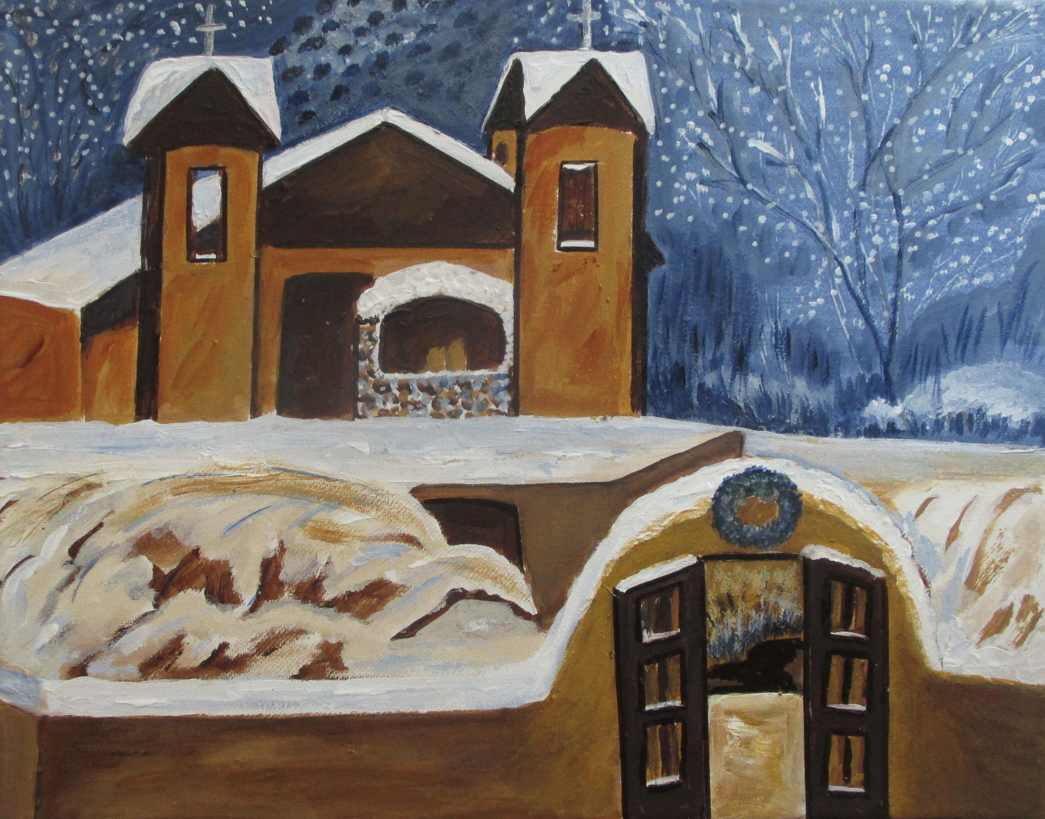 Santuario de Chimayo, acrylic on canvas, 14 x 11