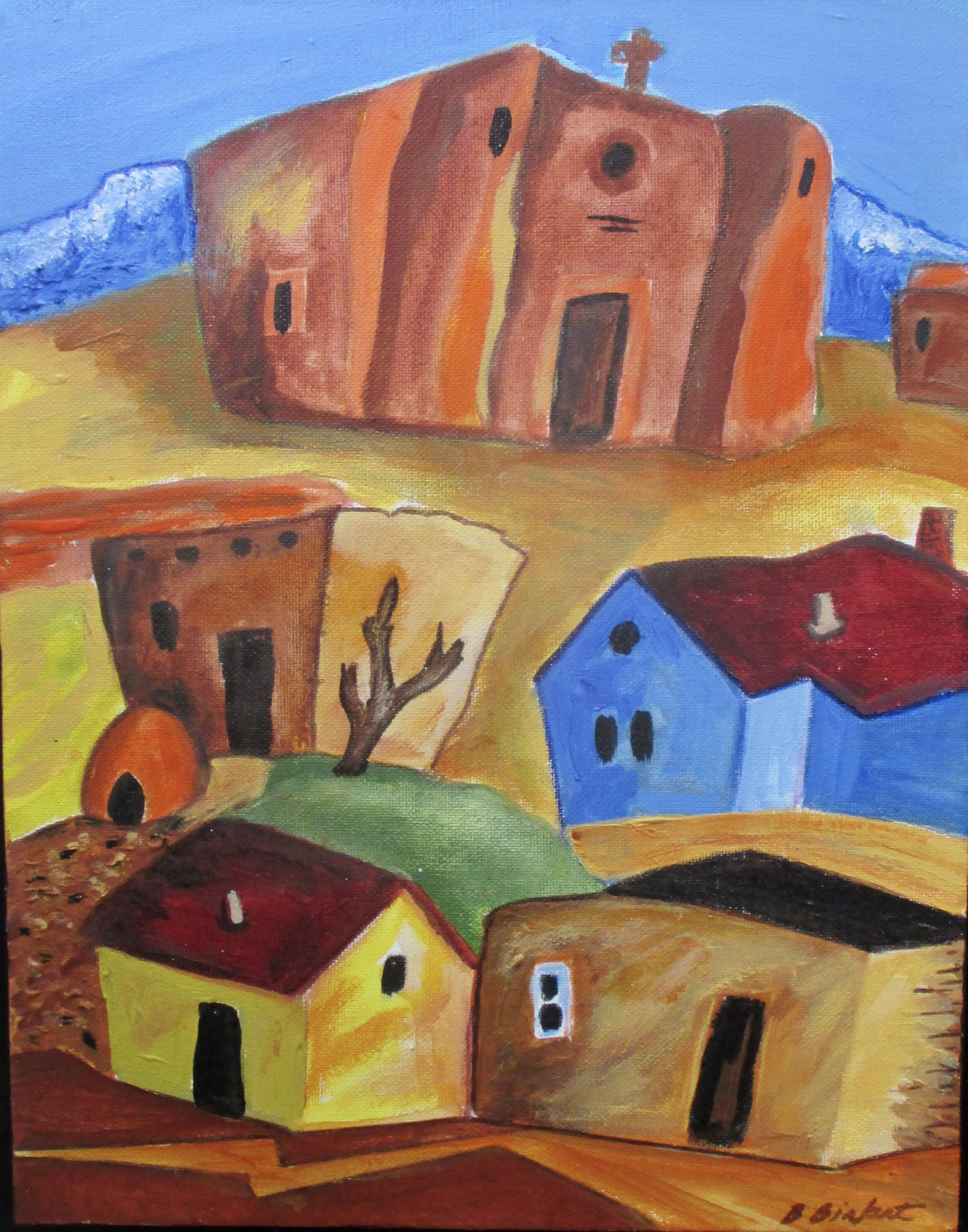 Pueblo Village, acrylic on canvas, 11 x 14