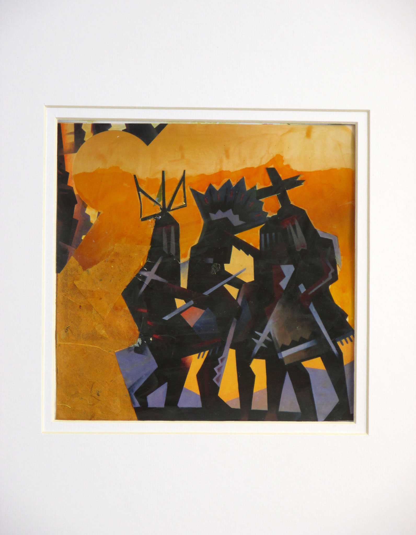 Native Dancers, collage on paper, 11 x 14, matted, 2016, SOLD