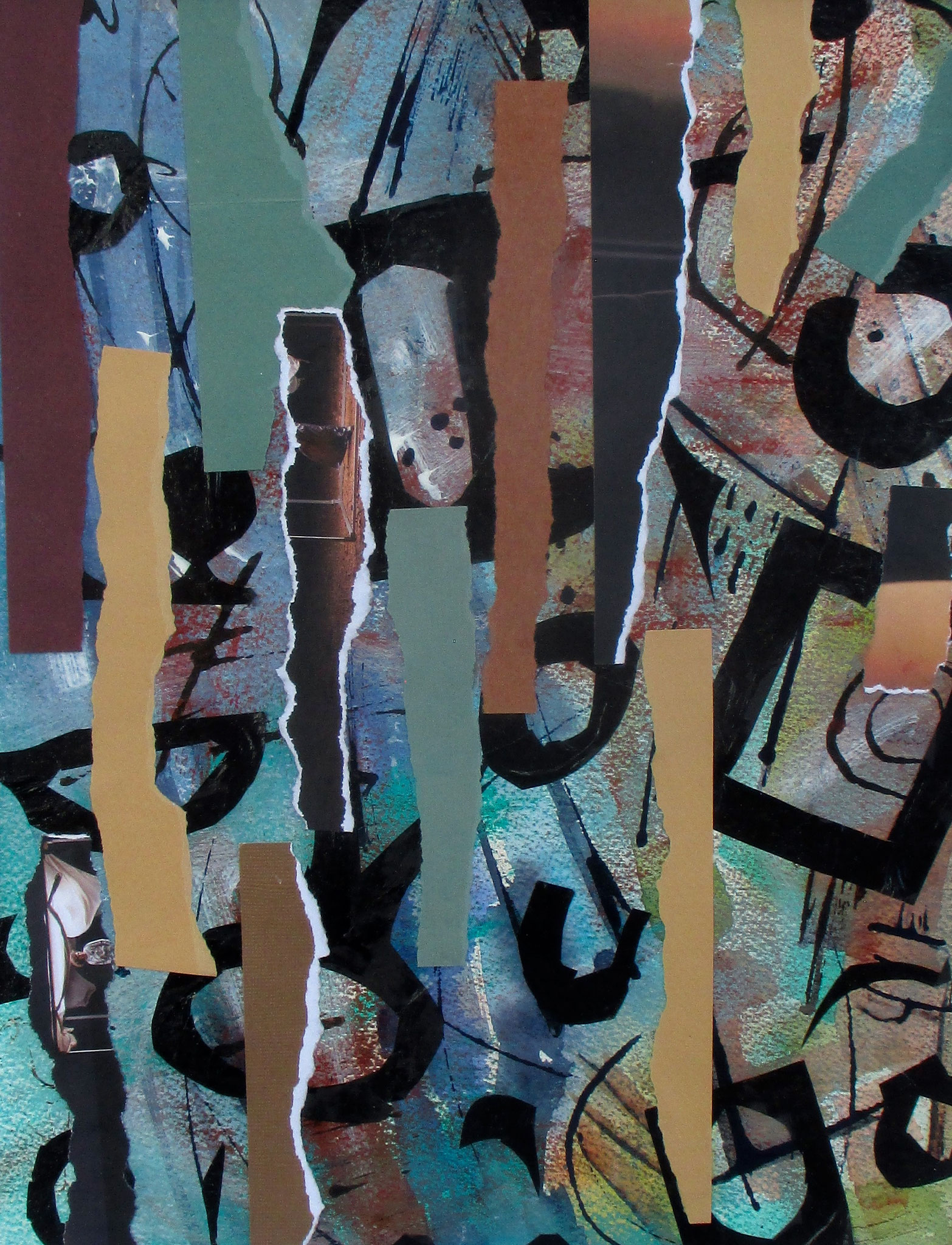 Pure Abstraction, watercolor, collage, 16 x 20 matted