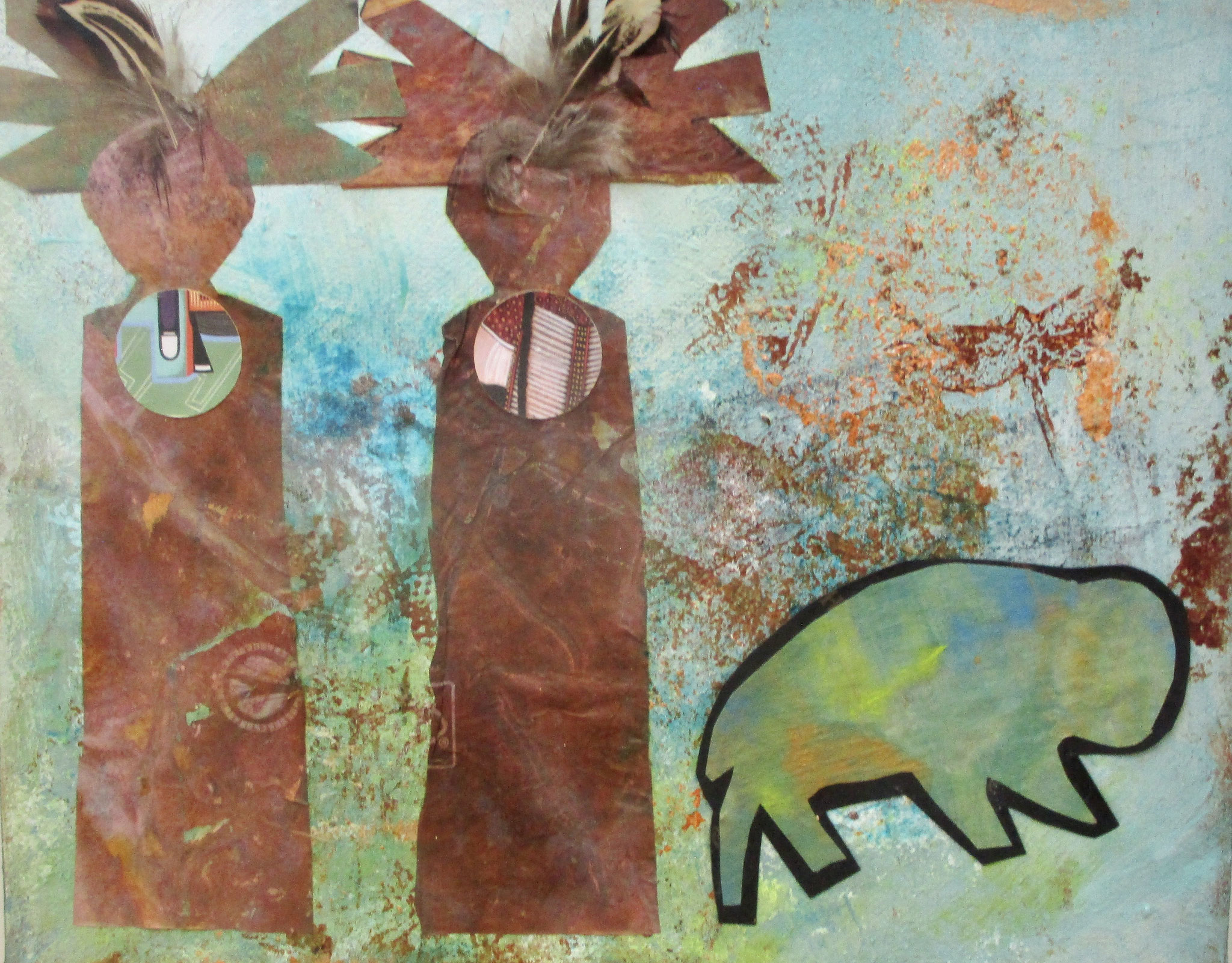 Buffalo Women, acrylic/collage on canvas, 10 x 8
