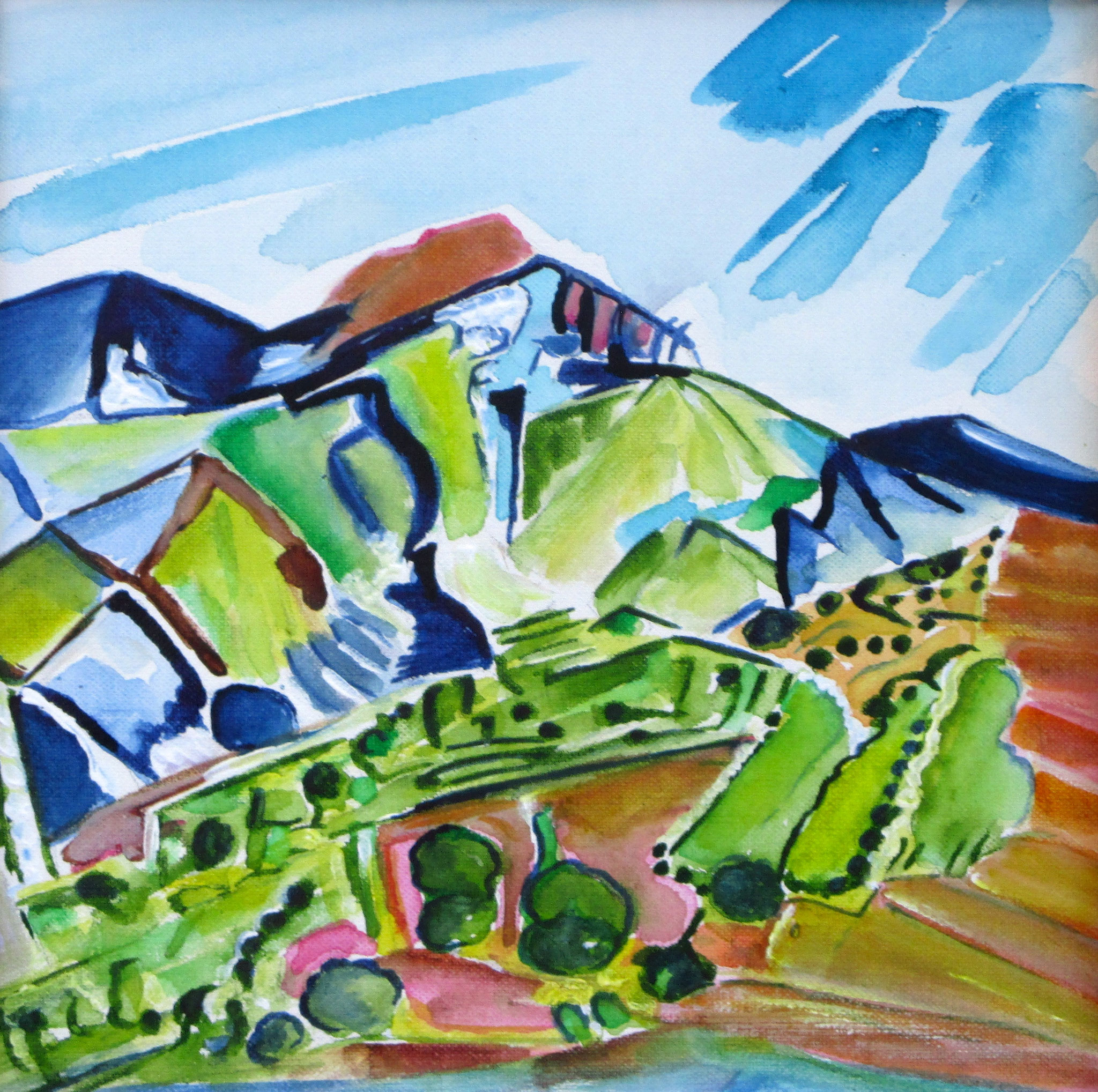 Summer Day, watercolor on board, 12 x 12, SOLD