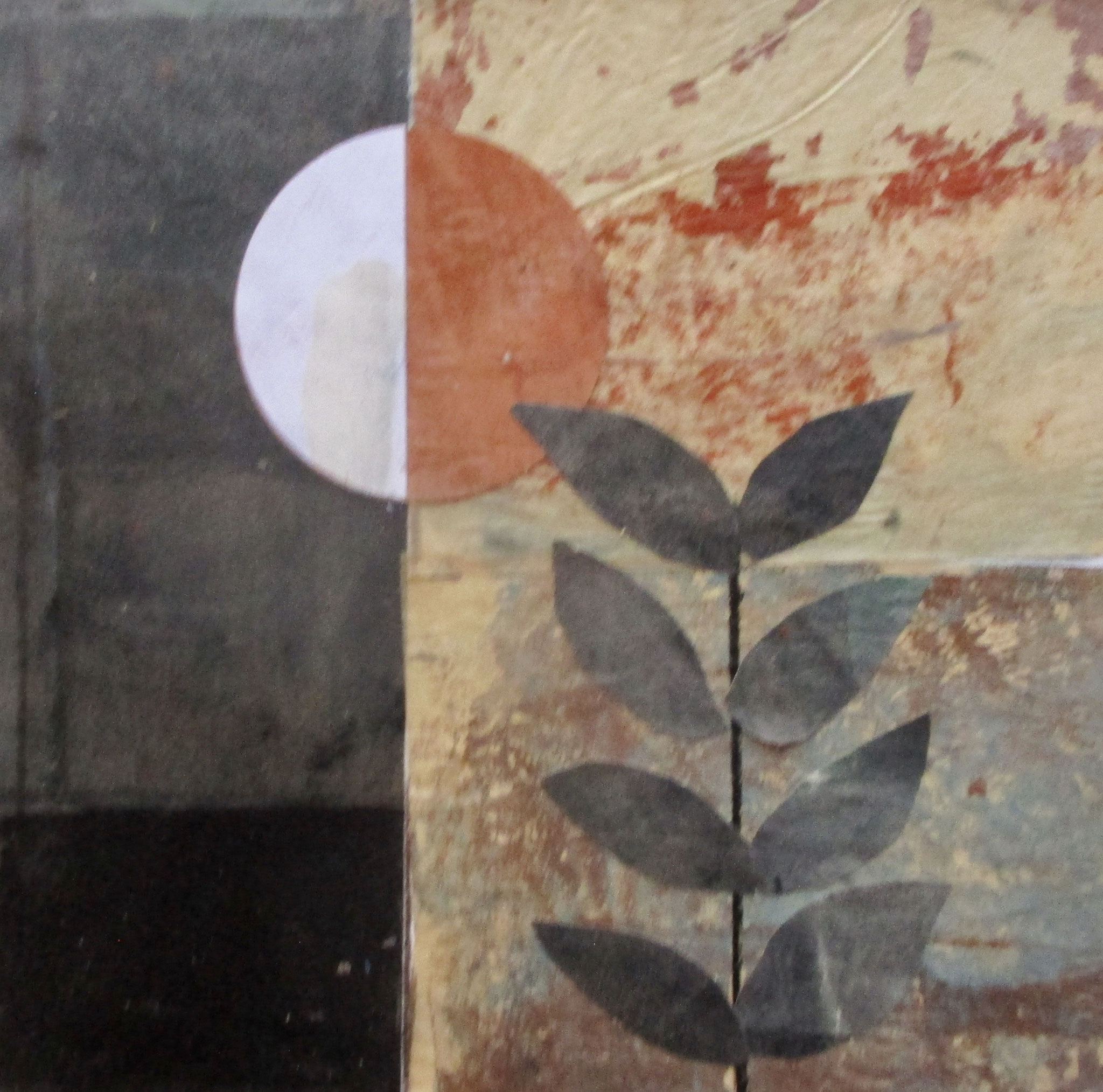 Tradgren (tree branch), mixed media on board, 6 x 6