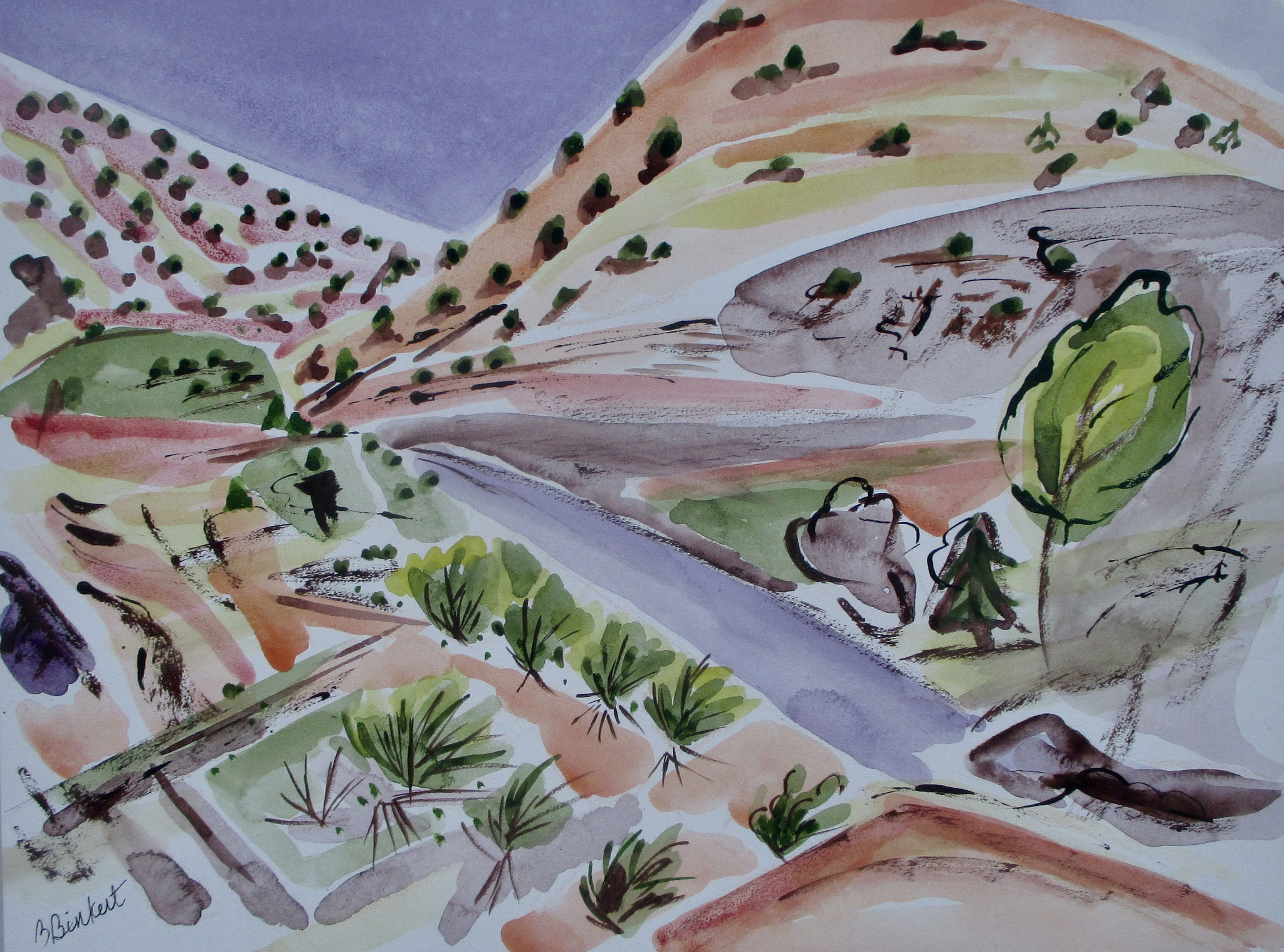 Mountain Stream, watercolor on archival board, 16 x 12