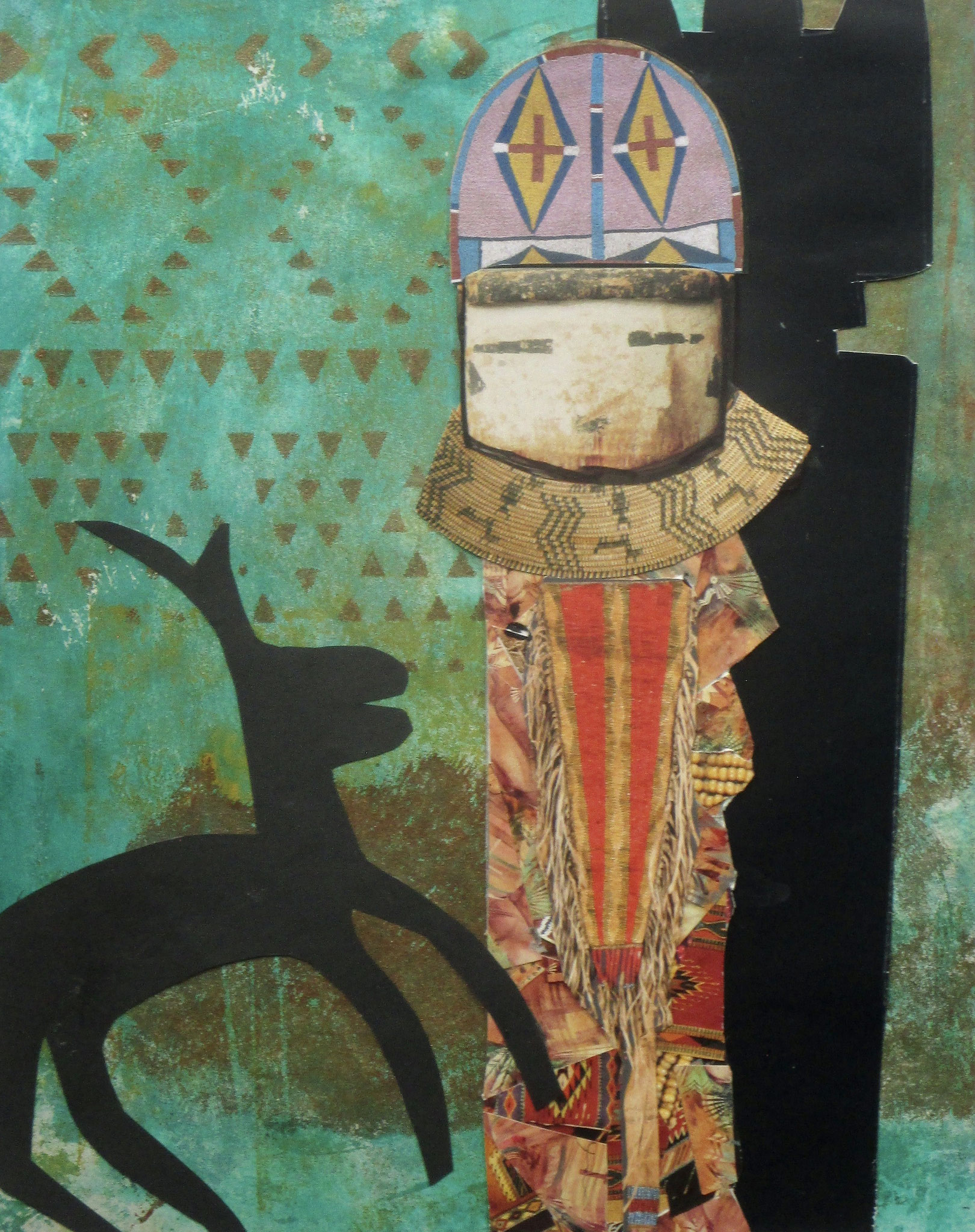 Shalako Mana (Giant Cloud Maiden) Acrylic, collage on paper, 11 x 14 matted