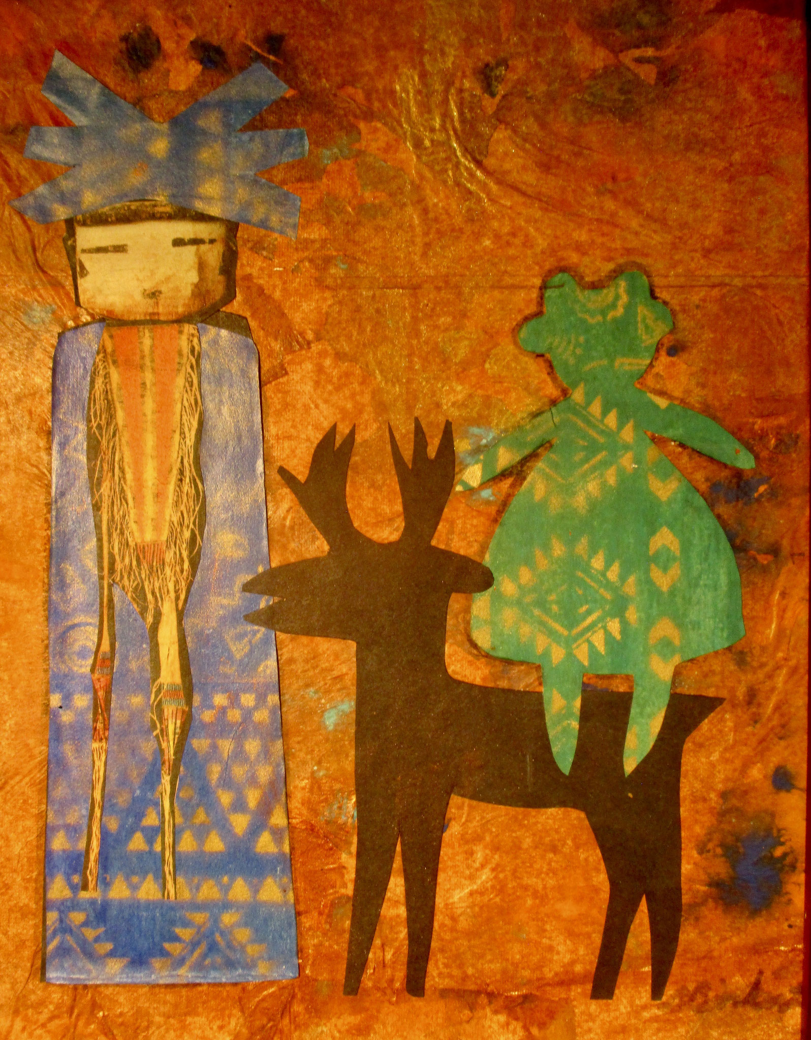 Deer Maiden, mixed media, 14 x 11