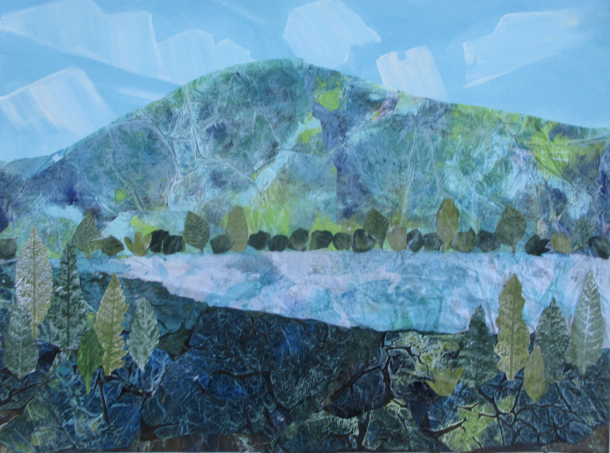 Abiuqiu Lake, mixed media, 18 x 24