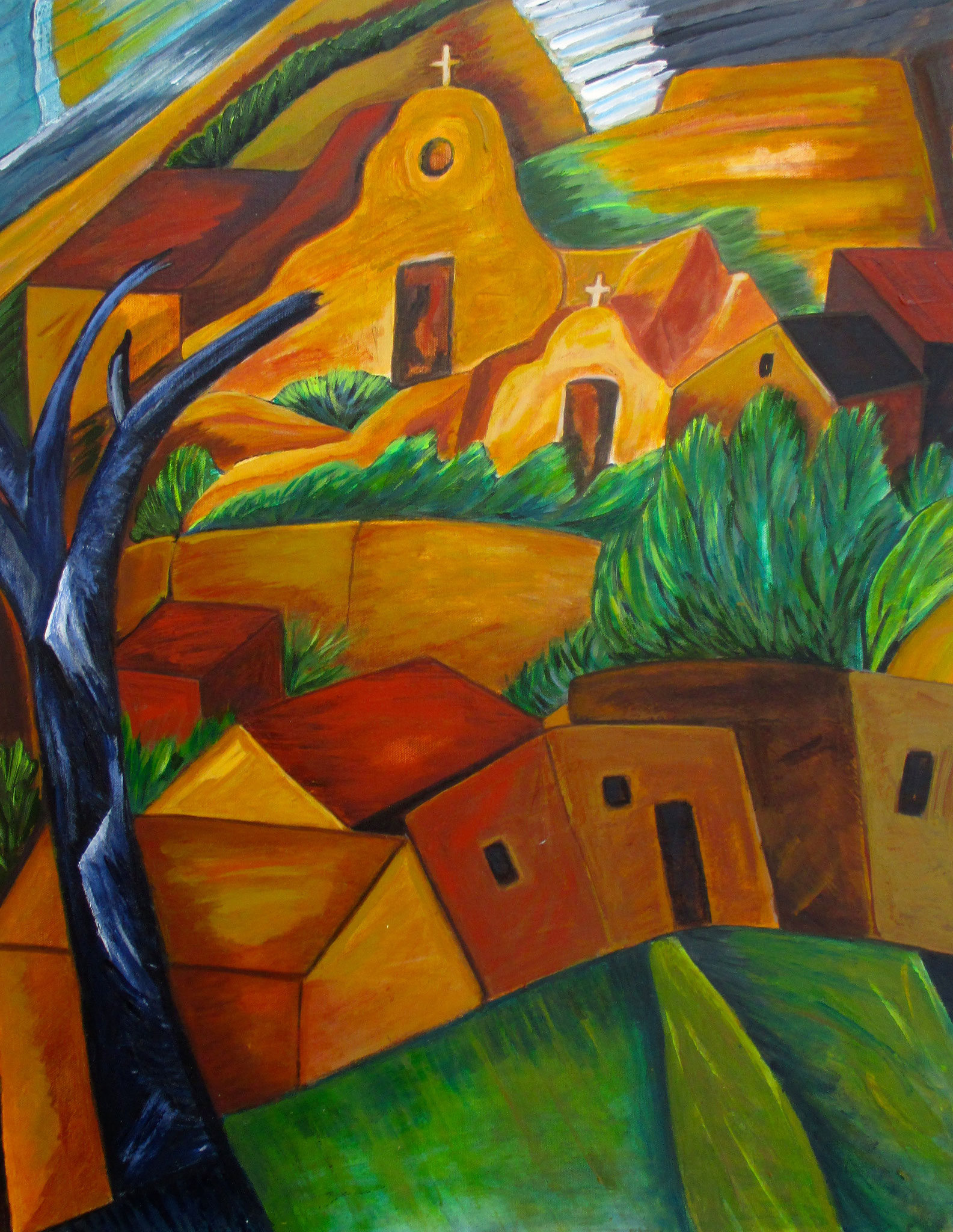 High Desert Village, oil on canvas, 22 x 28