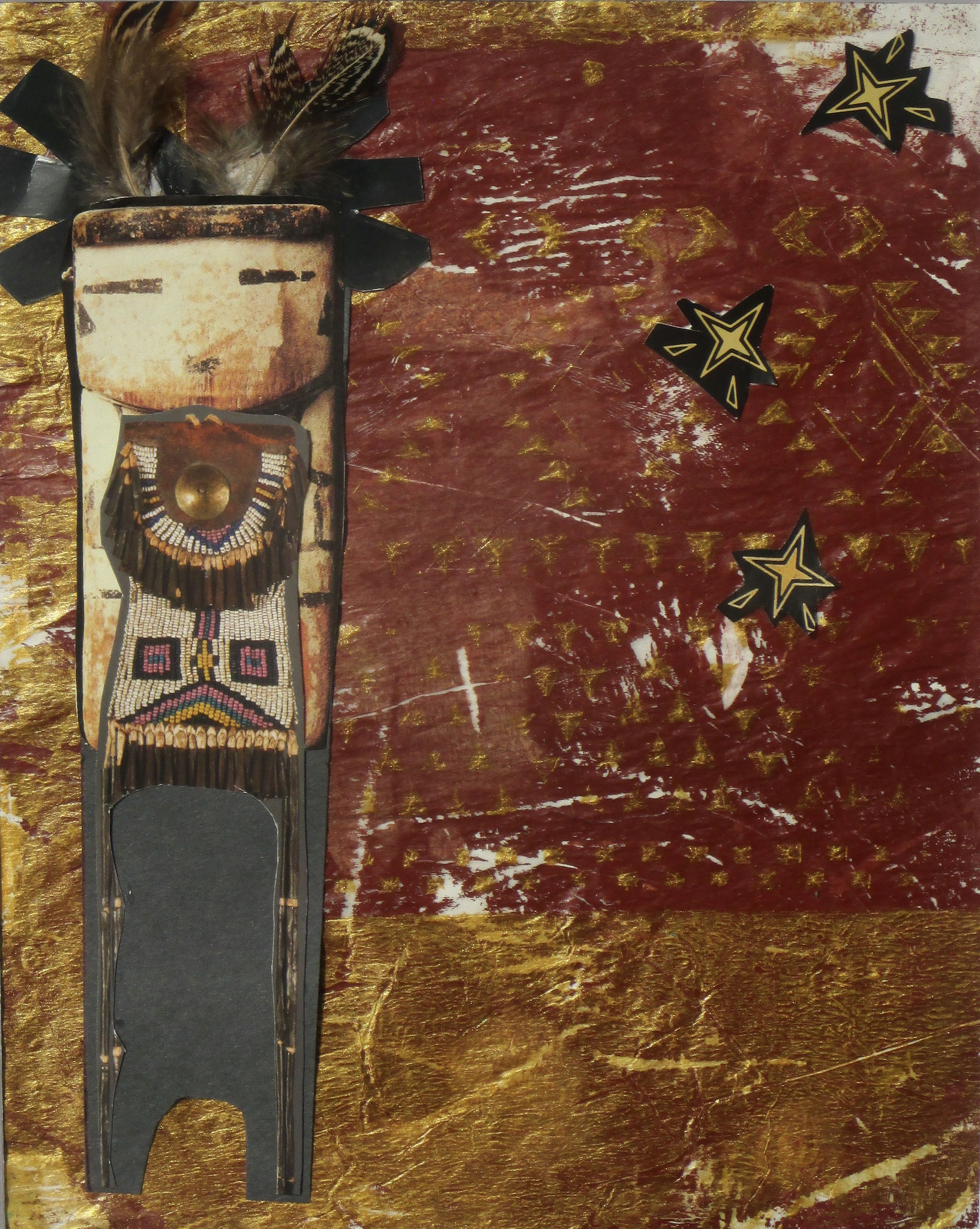 He'e'e (Warrior Woman), acrylic, collage on paper, 11 x 14 matted