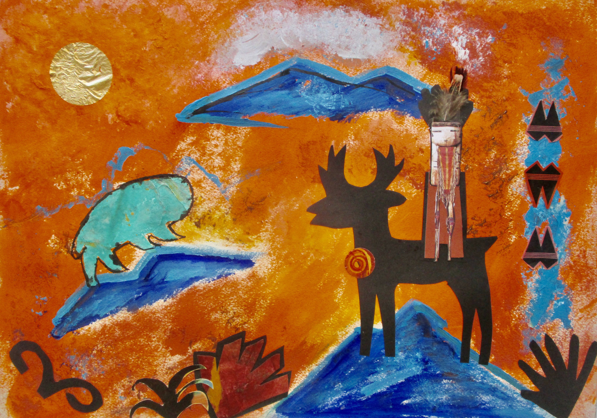 Sacred Lands II, watercolor/collage on paper, 20 x 14 image size SOLD