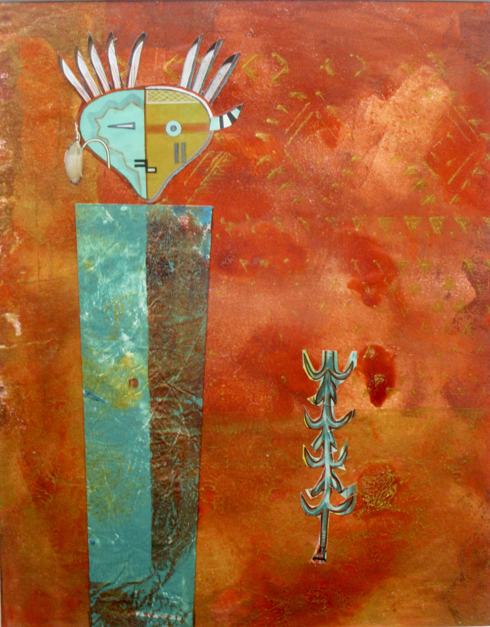 Palhikwman (Moisture Maiden), Acrylic, collage on paper, 11 x 14 matted SOLD