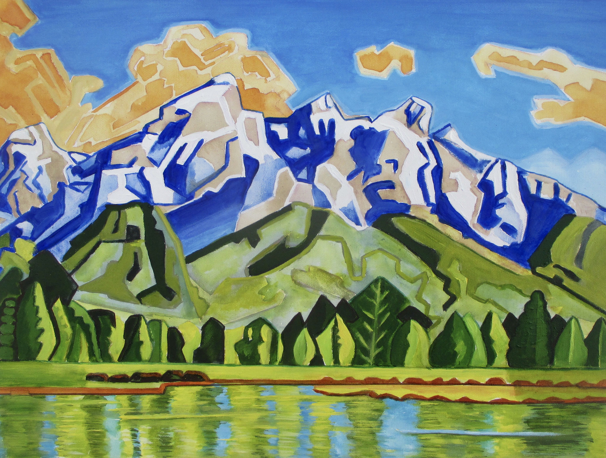 Mountain Lake, acrylic on canvas, 24 x 18 