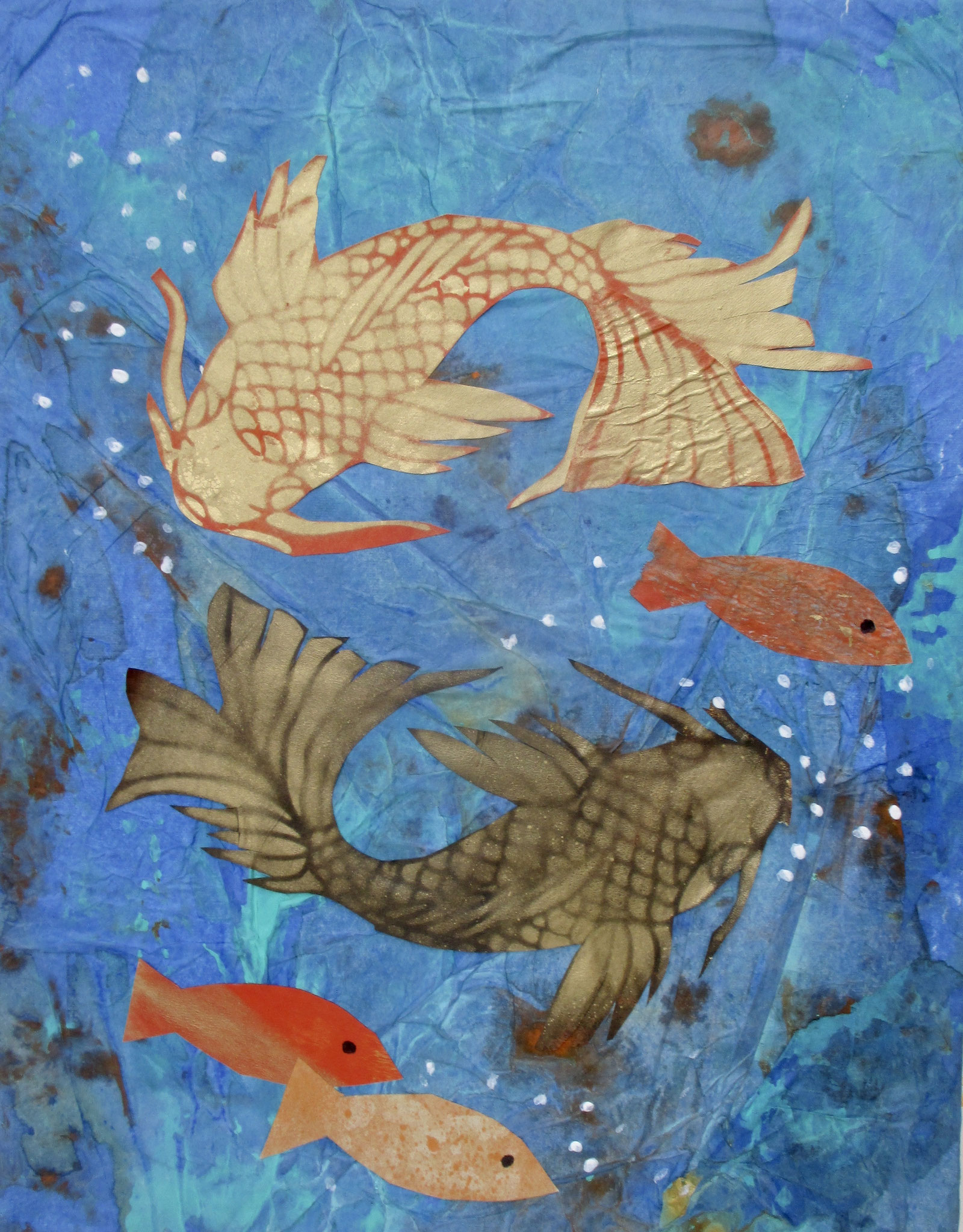 Sea Life, mixed media on canvas, 20 x 16