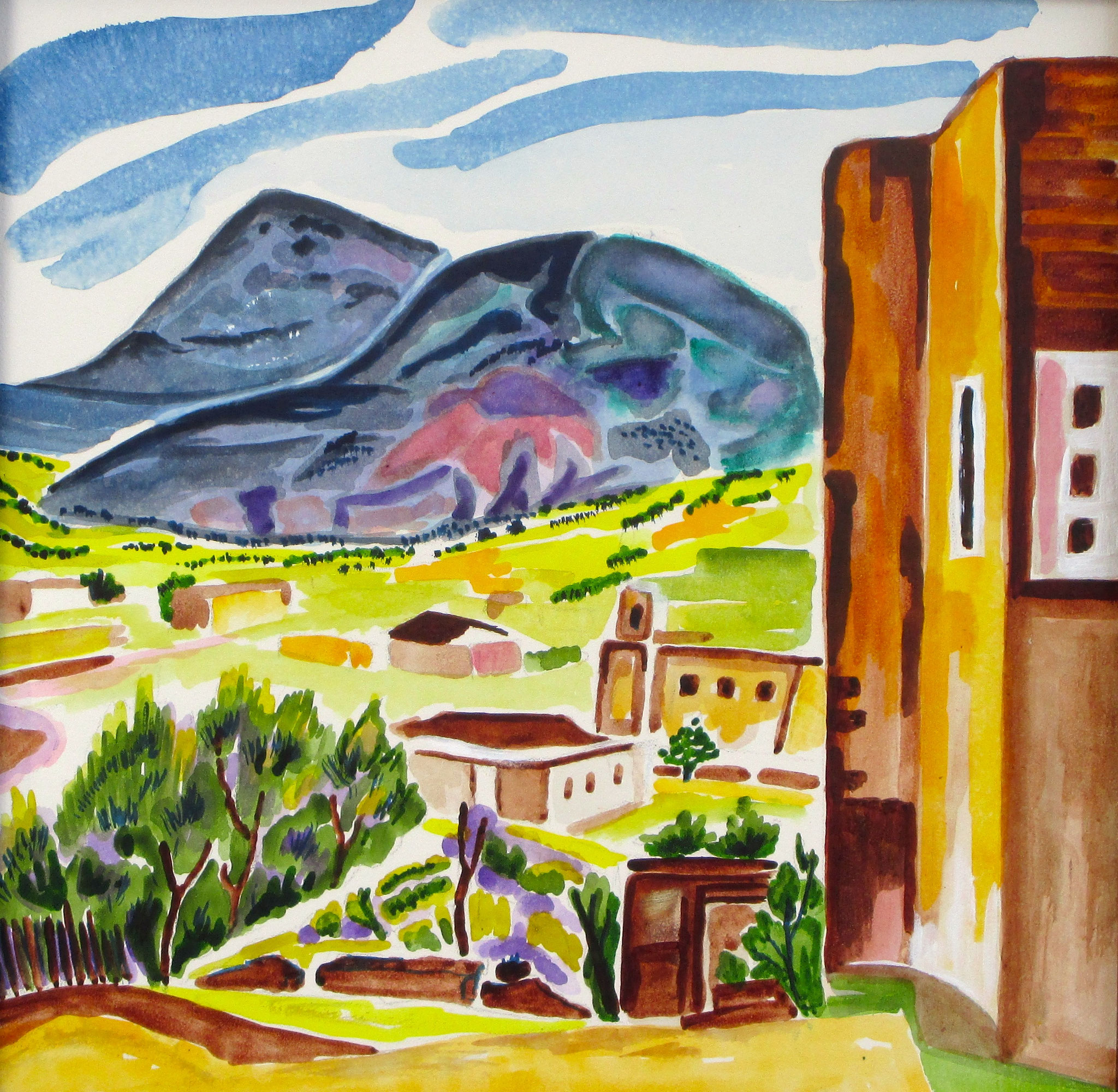 Near Madrid, watercolor on board, 12  x 12