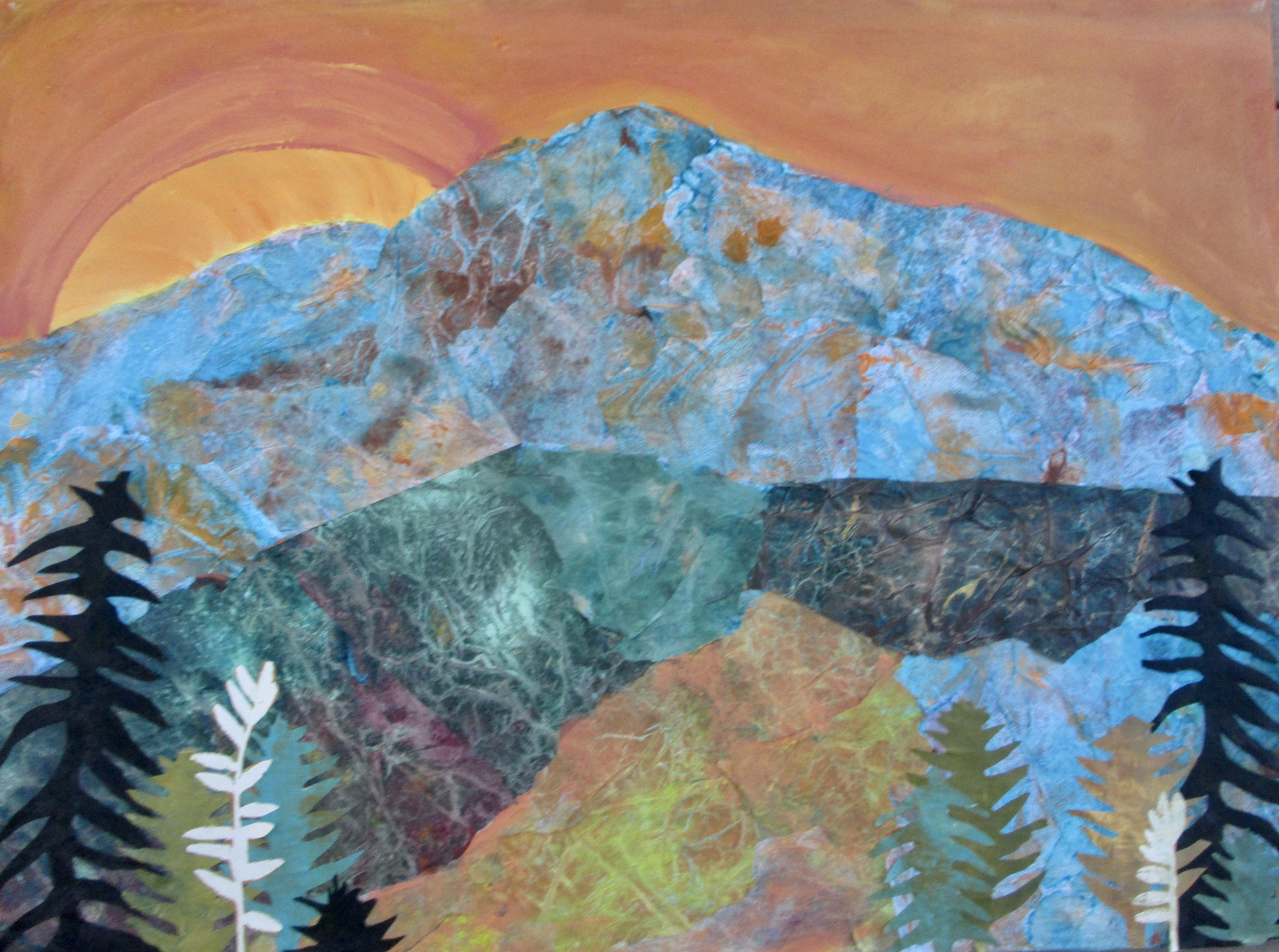 Alpenglow (Sunrise Over the Sangres) mixed media, 30x40