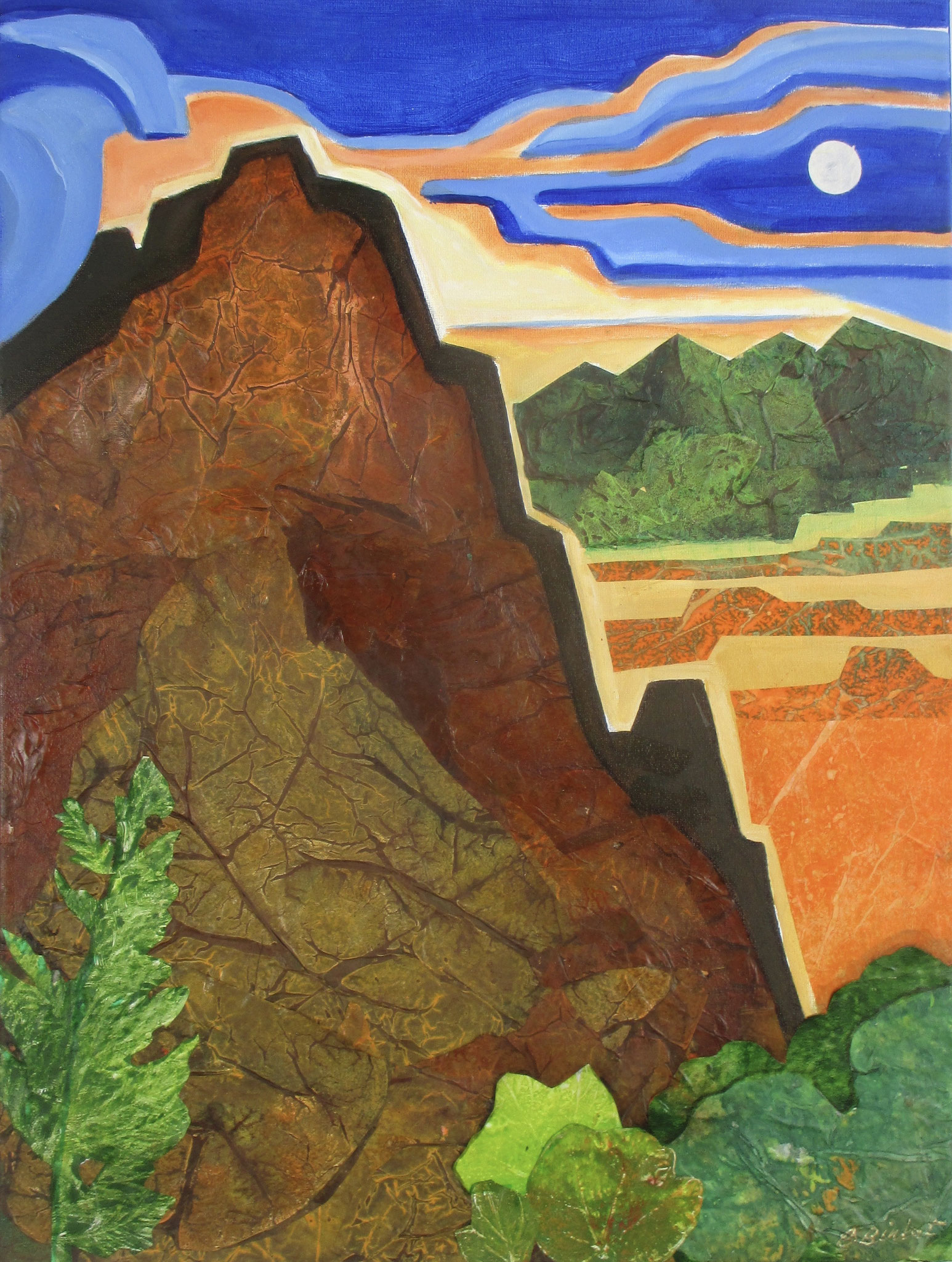 Backlit Peak, mixed media on canvas, 24 x 18