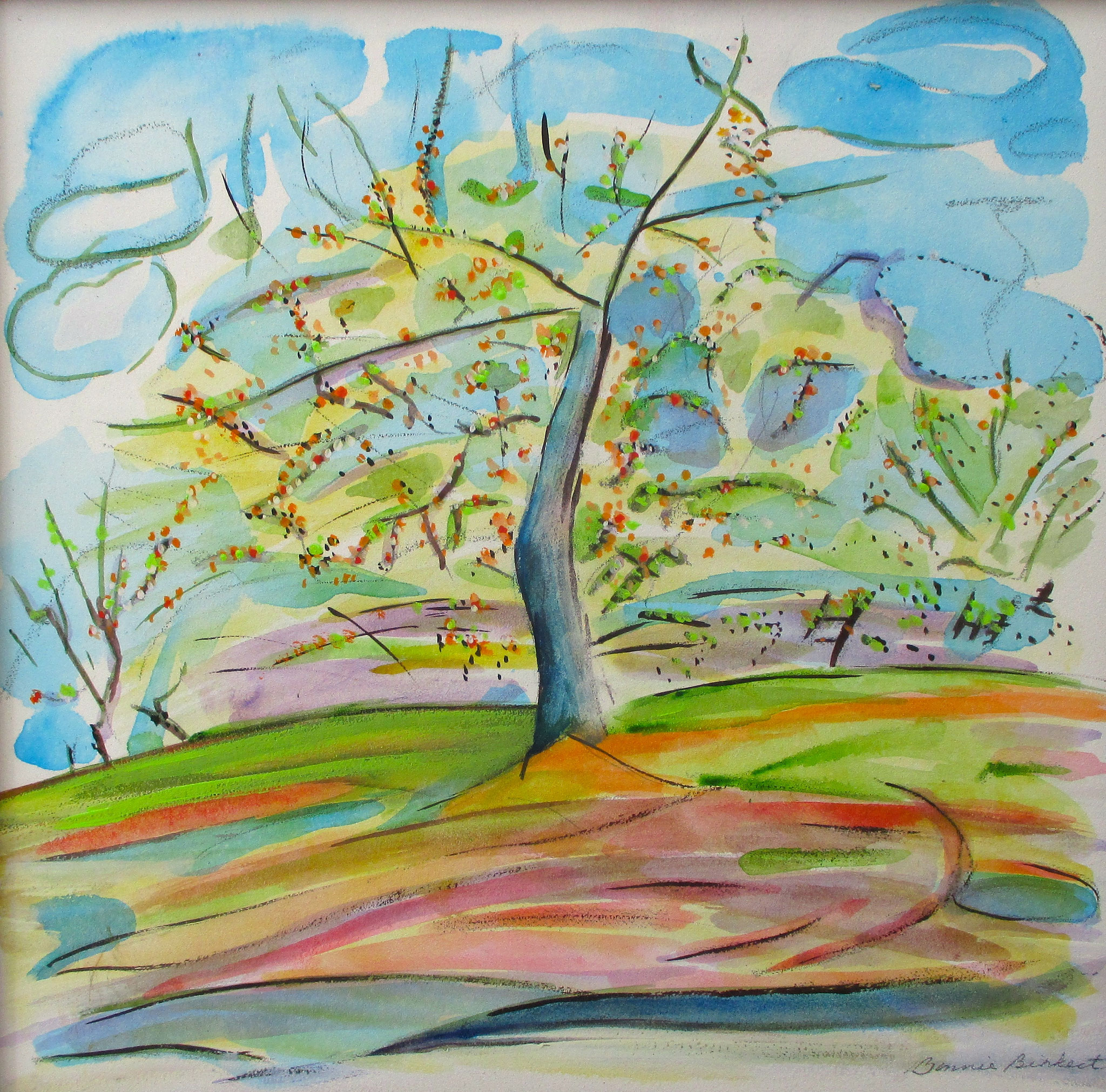 Apricot Season, watercolor on board, 12 x 12, SOLD