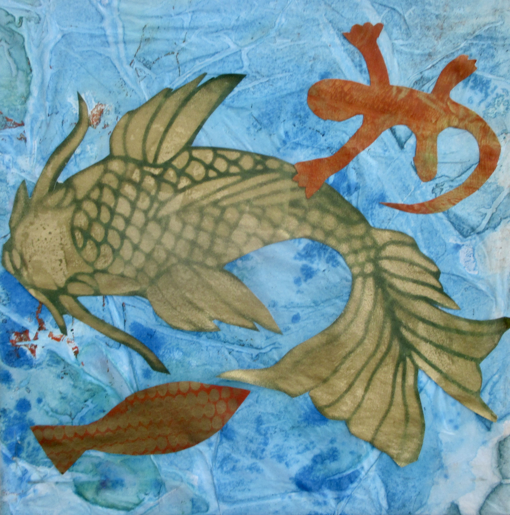Sea Life, mixed media on canvas, 10 x 10