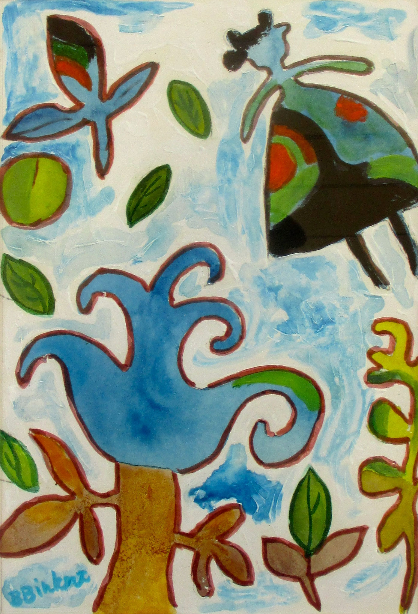 Squash Garden Maiden, watercolor, 11 x 14