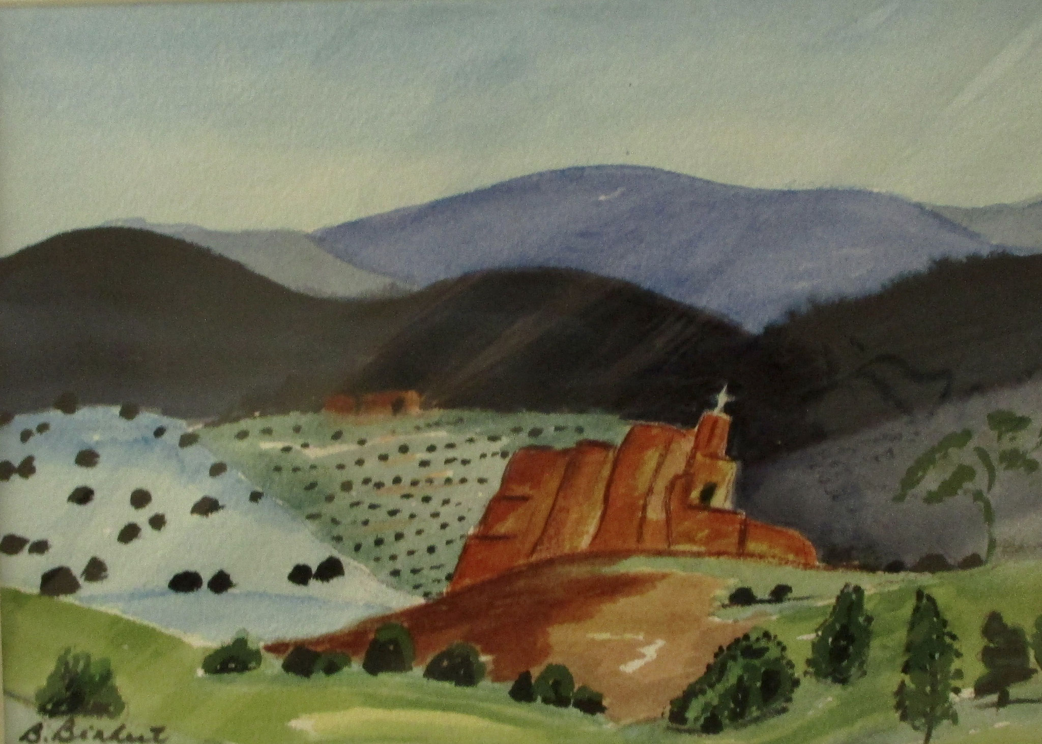 Rancho de Taos, watercolor, 14 x 11 matted