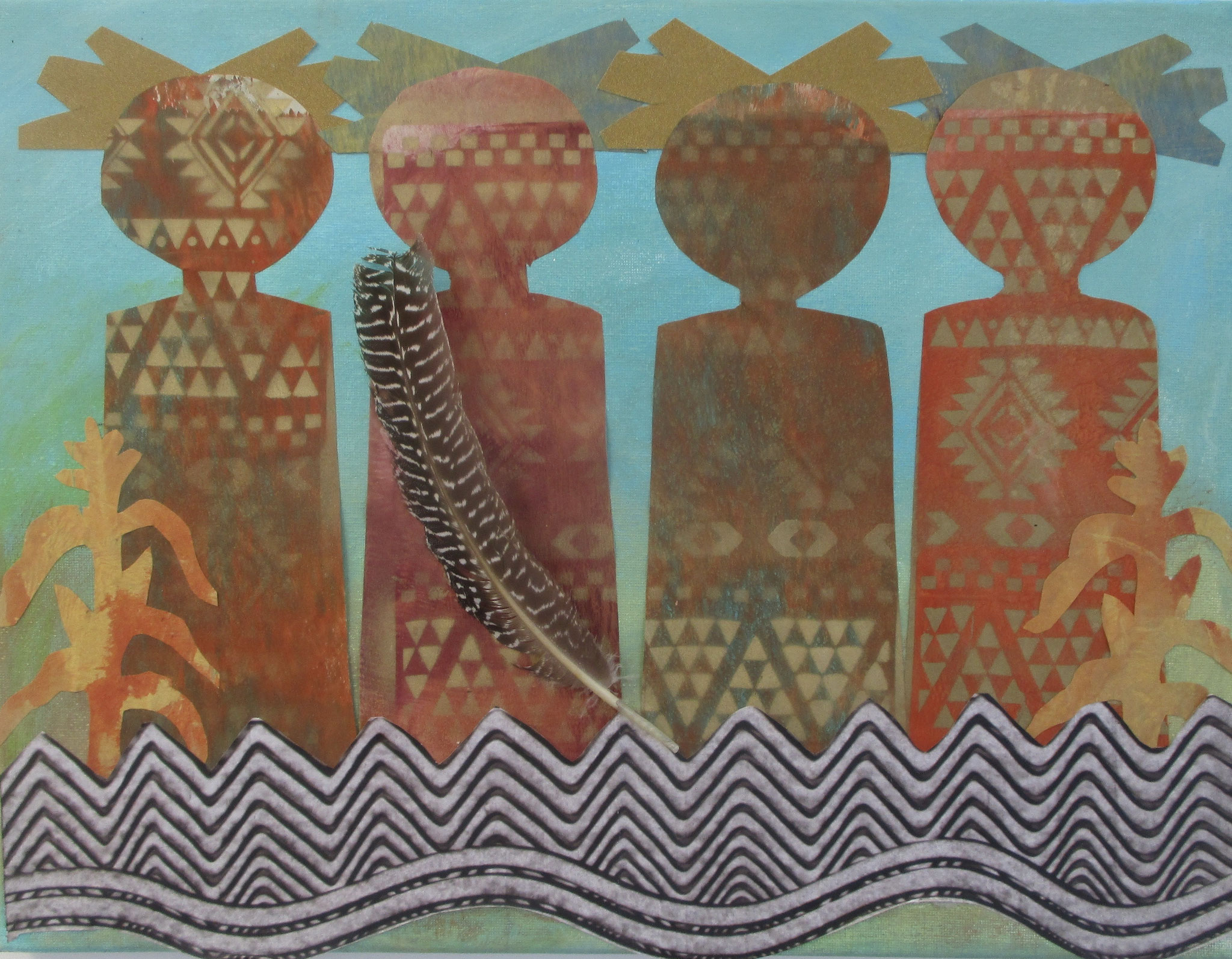 Corn Maidens, mixed media, 16x12 SOLD