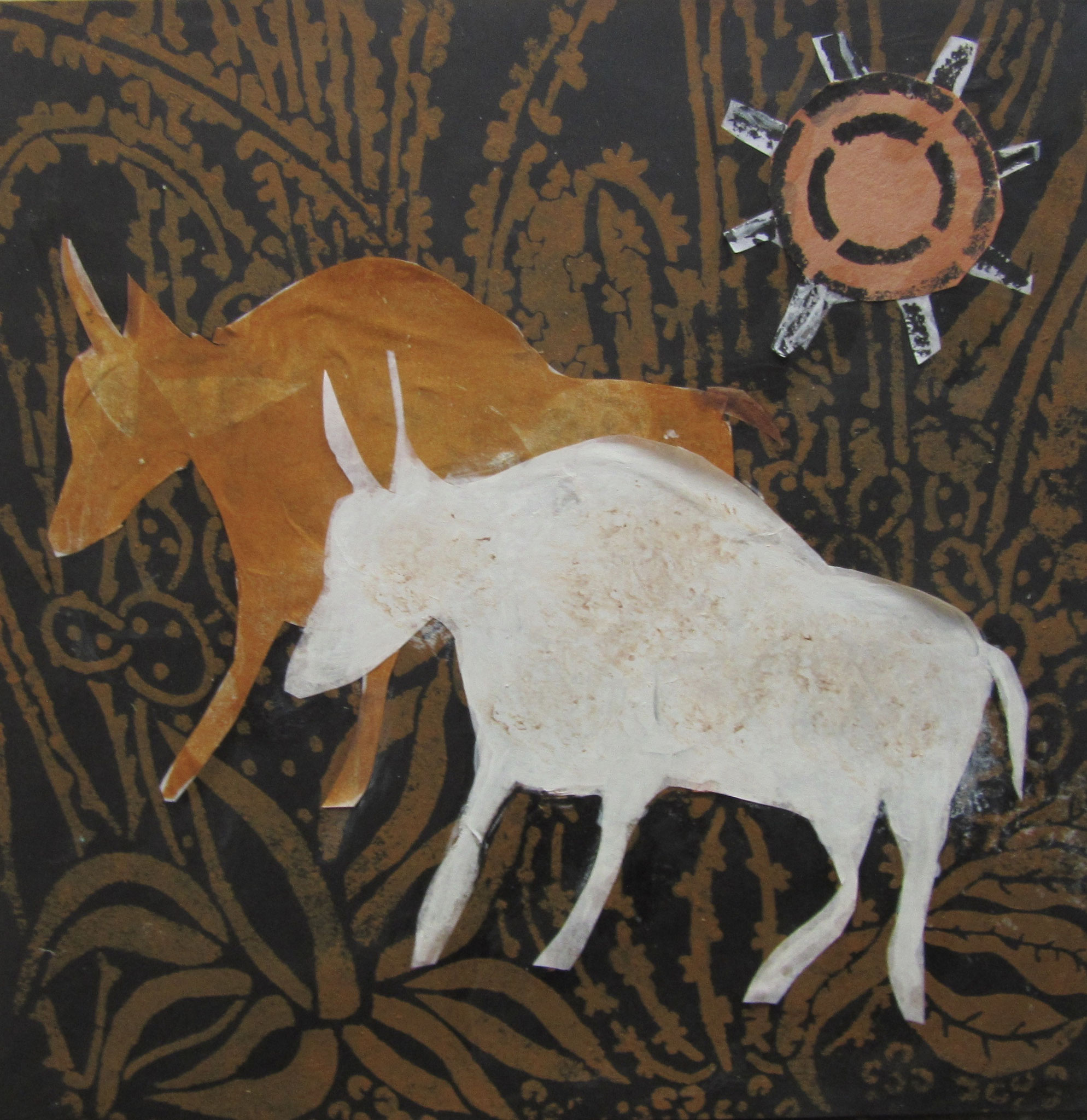 White Buffalo, mixed media on board, 8x8