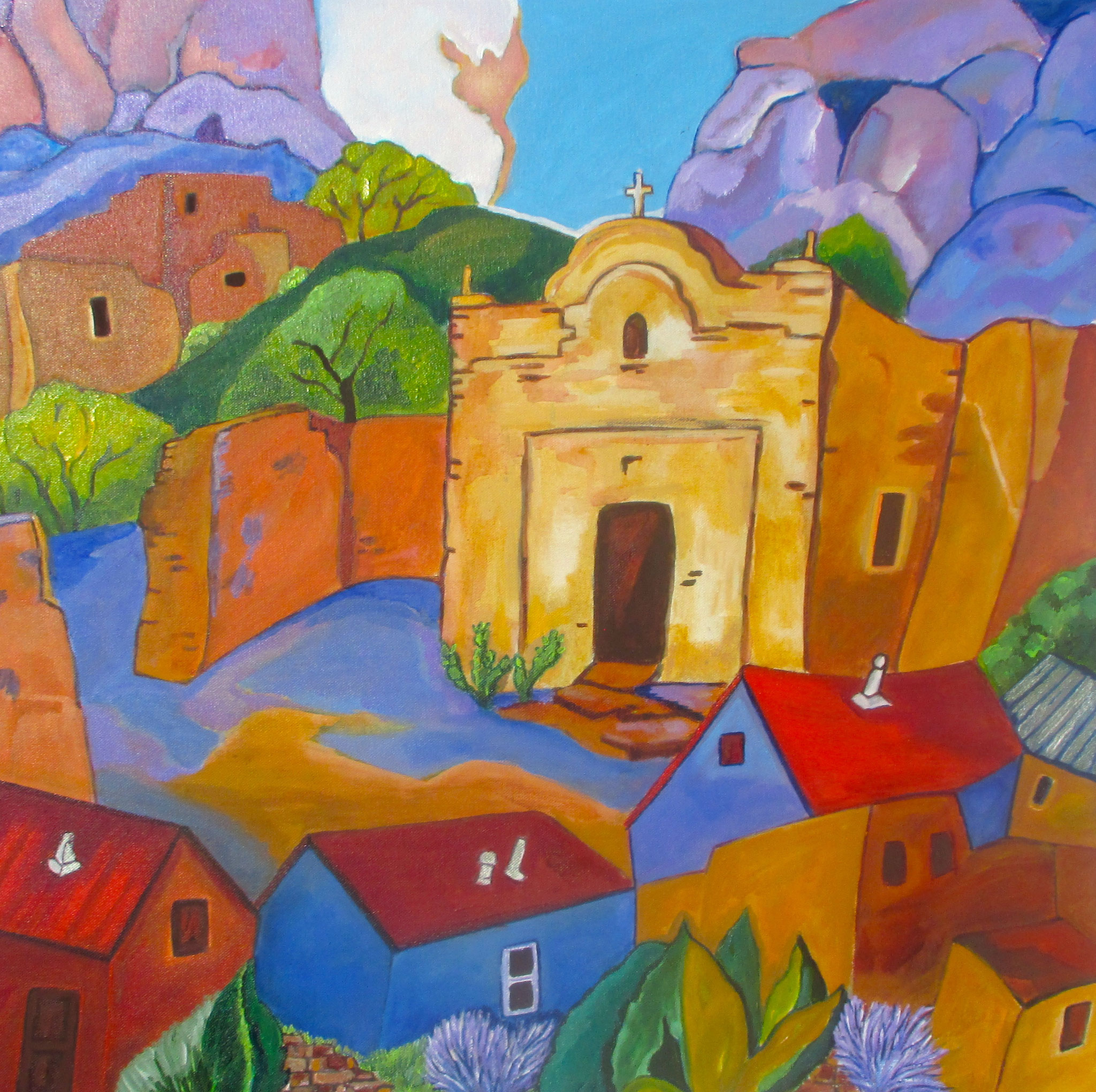 Anglo Village, acrylic on canvas, 24 x 24, SOLD
