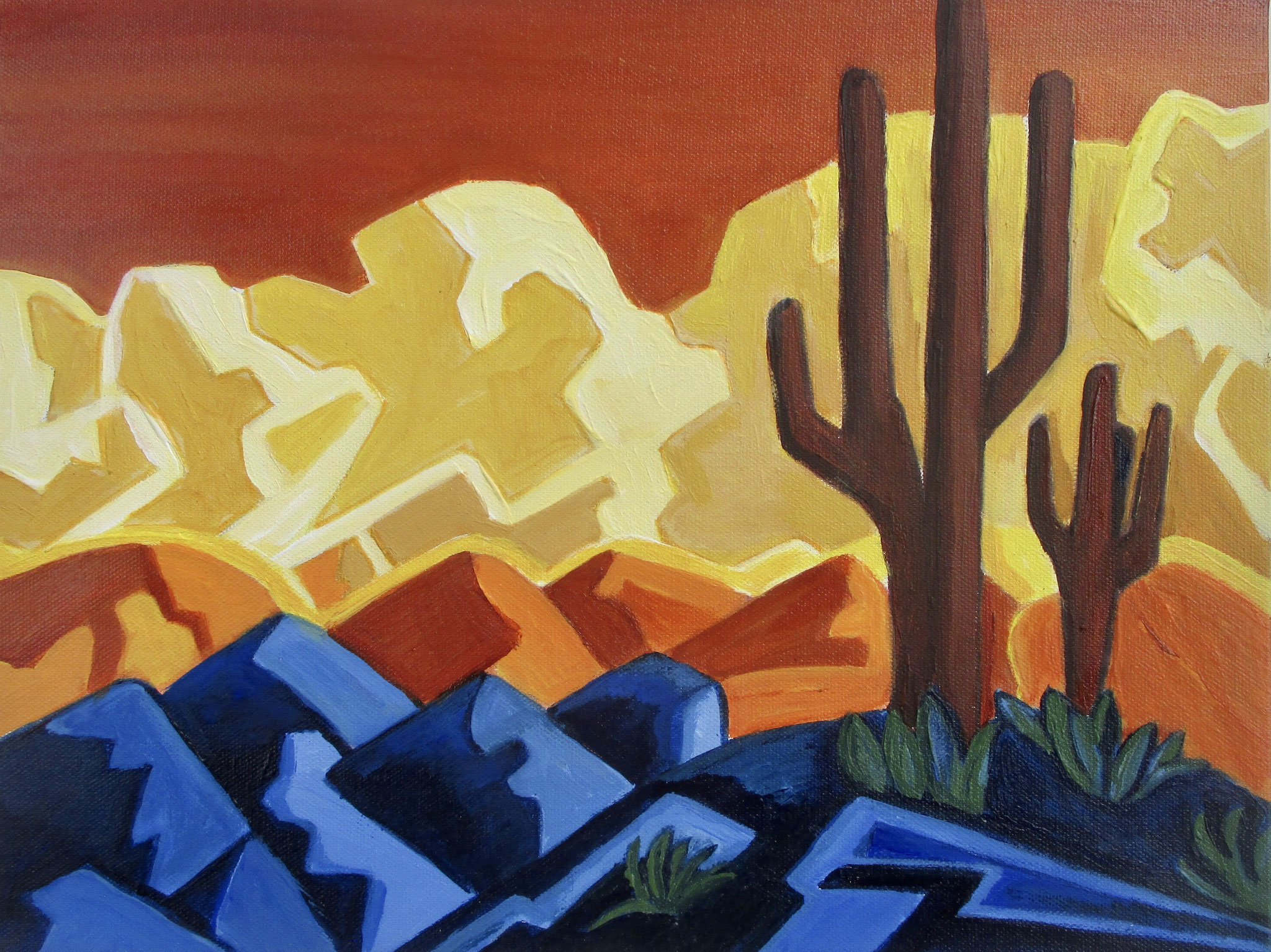 Suguaro, acrylic on canvas, 11 x14