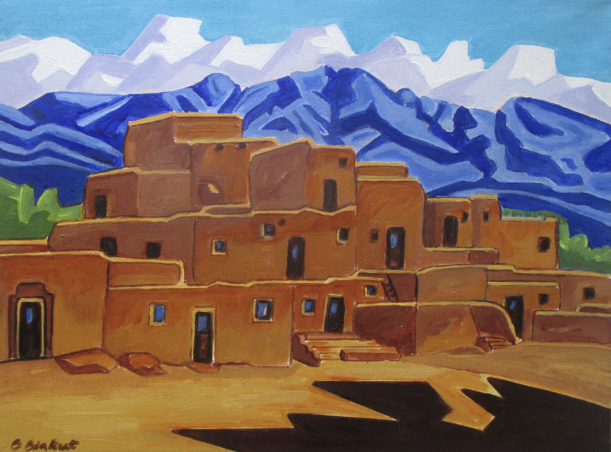 Taos Pueblo, acrylic on canvas, 20 x 16 SOLD